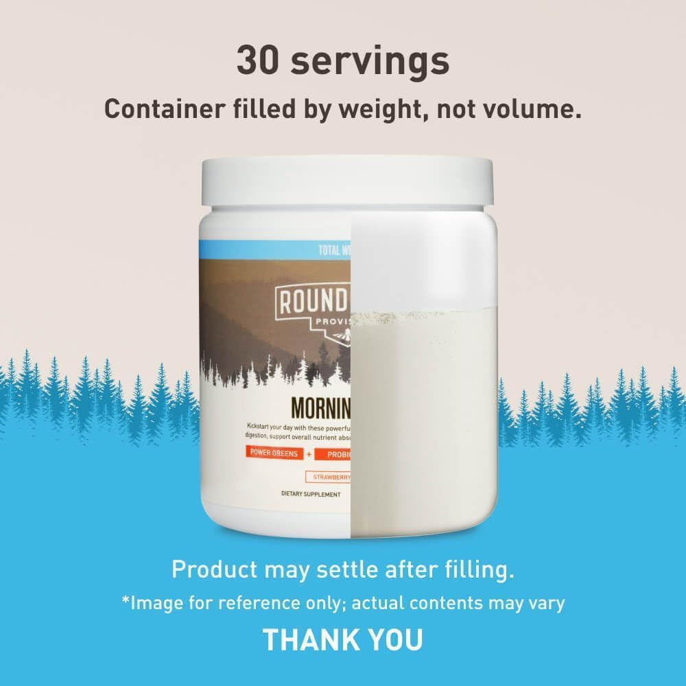 ROUNDHOUSE PROVISION Morning Kick, Zero Sugar Greens Superfood Powder Supplement with Ashwagandha, Collagen, Probiotics, Debloat Drink, 30 Servings (Strawberry Lemonade) by Chuck Norris