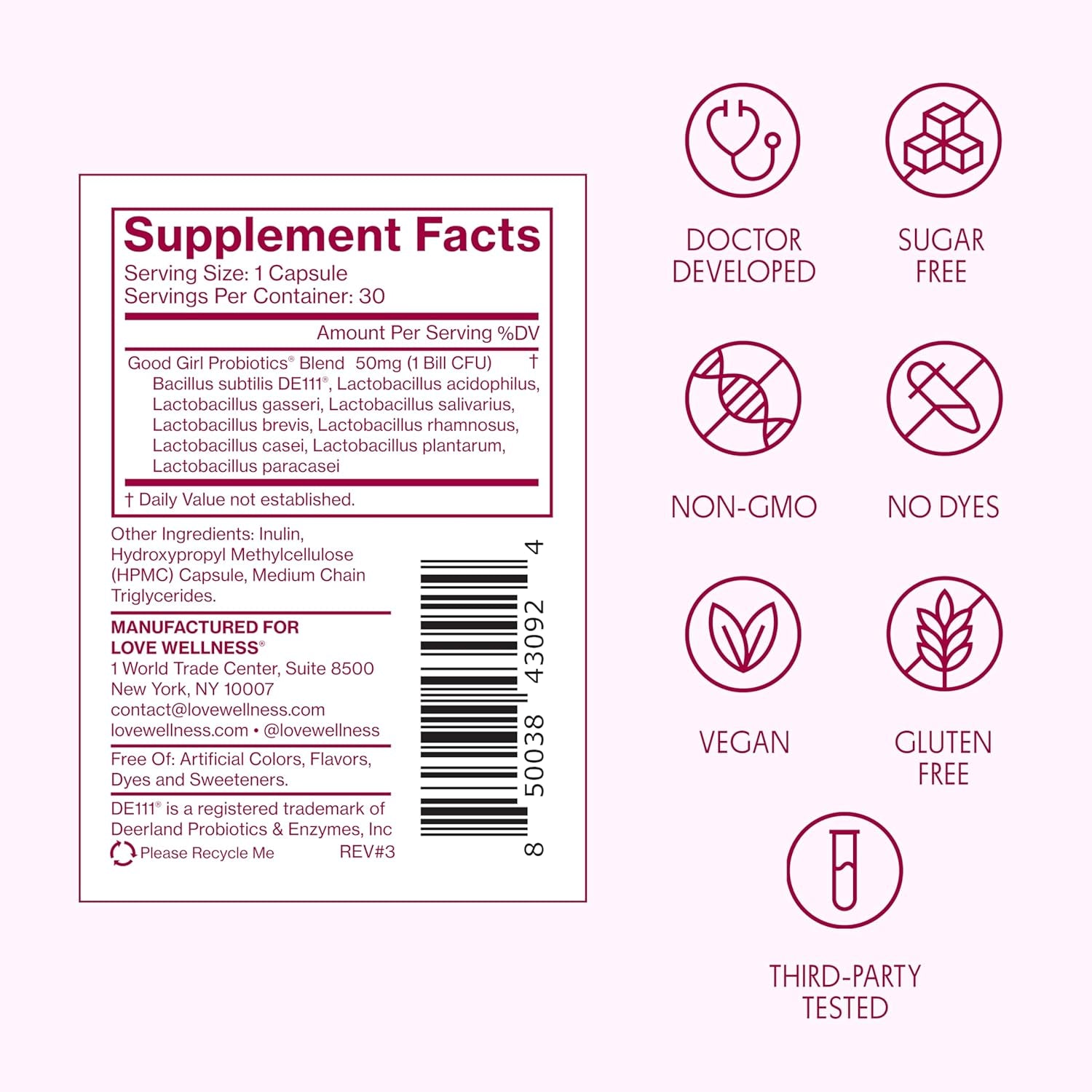 Love Wellness Good Girl Probiotics – 9-Strain Women's Probiotic for pH Balance, UTI, Yeast & Immune Support | 30-Day Supply