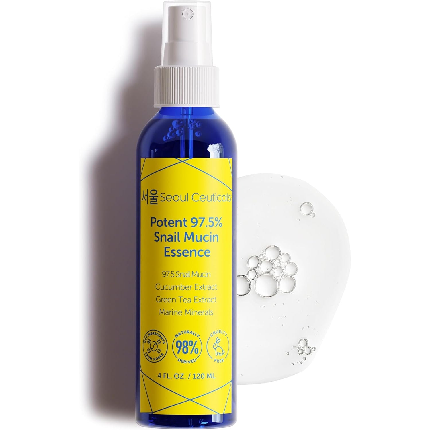 SeoulCeuticals Snail Mucin 97.5% Essence Face Mist – Cucumber, Marine Minerals, Green Tea & Aloe Vera Hydrating Spray | 120ml | K-Beauty