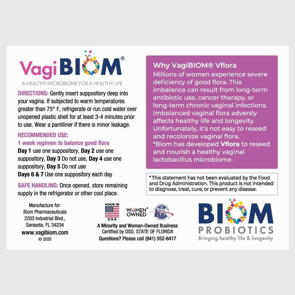 VagiBiom VFlora: 5-Day Advance Intimate Flora Balancer – 5 Suppositories | pH Balance & Vaginal Health Support