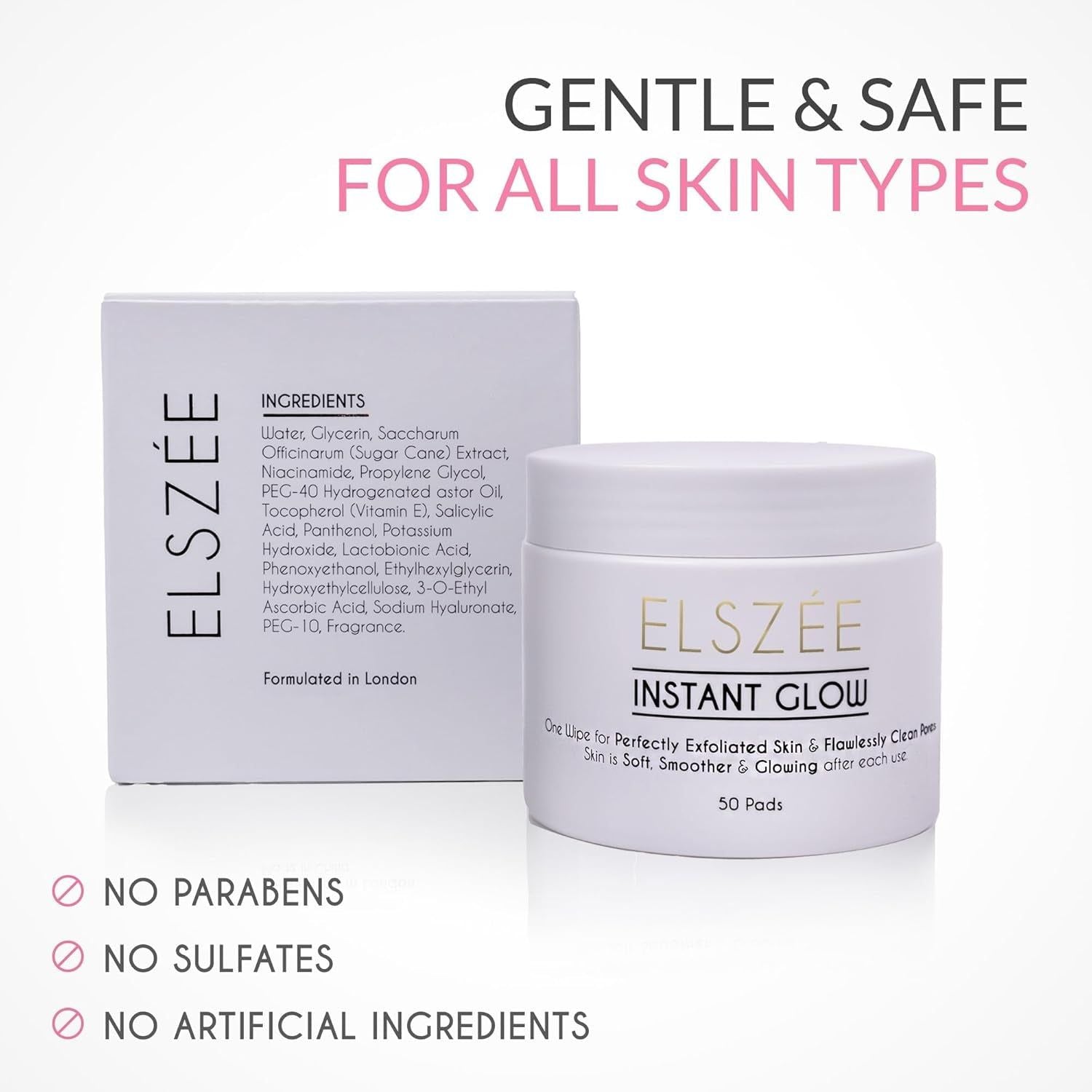 ELSZÉE Instant Glow – 50 Pads | Exfoliating, Pore-Perfecting Radiance Boost