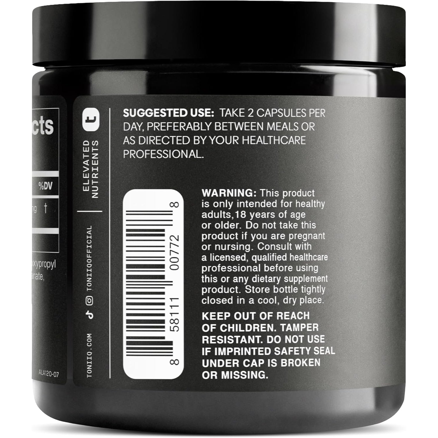Toniiq 1000Mg Ultra High Strength Alpha Lipoic Acid Capsules - Highly Purified 99%+ USP Standard - 120 Capsules ALA Supplement