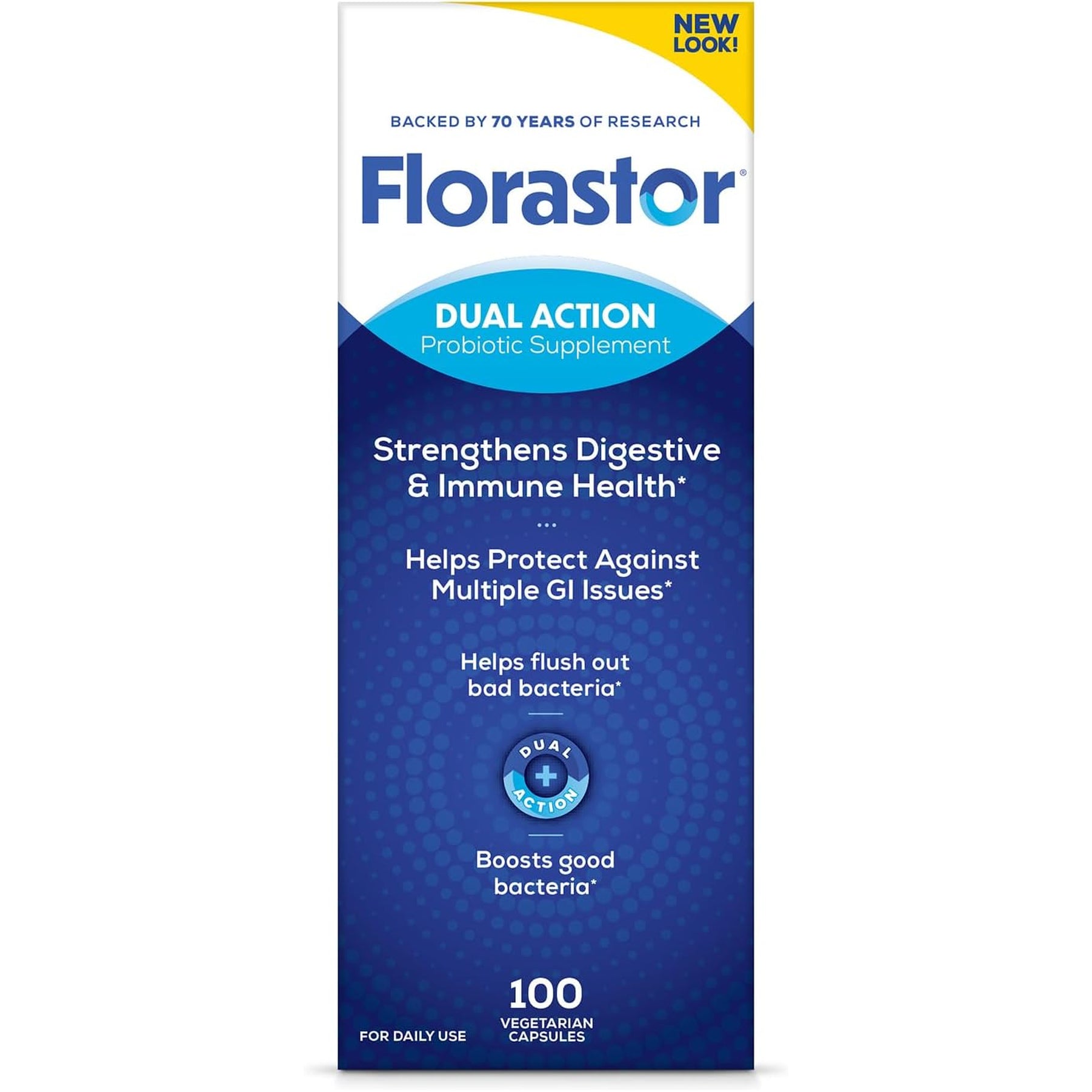 Florastor Probiotics for Digestive and Immune Health, 100 Capsules, Probiotics for Women & Men, Helps Flush Out Bad Bacteria, Boosts the Good with Our Unique Strain Saccharomyces Boulardii