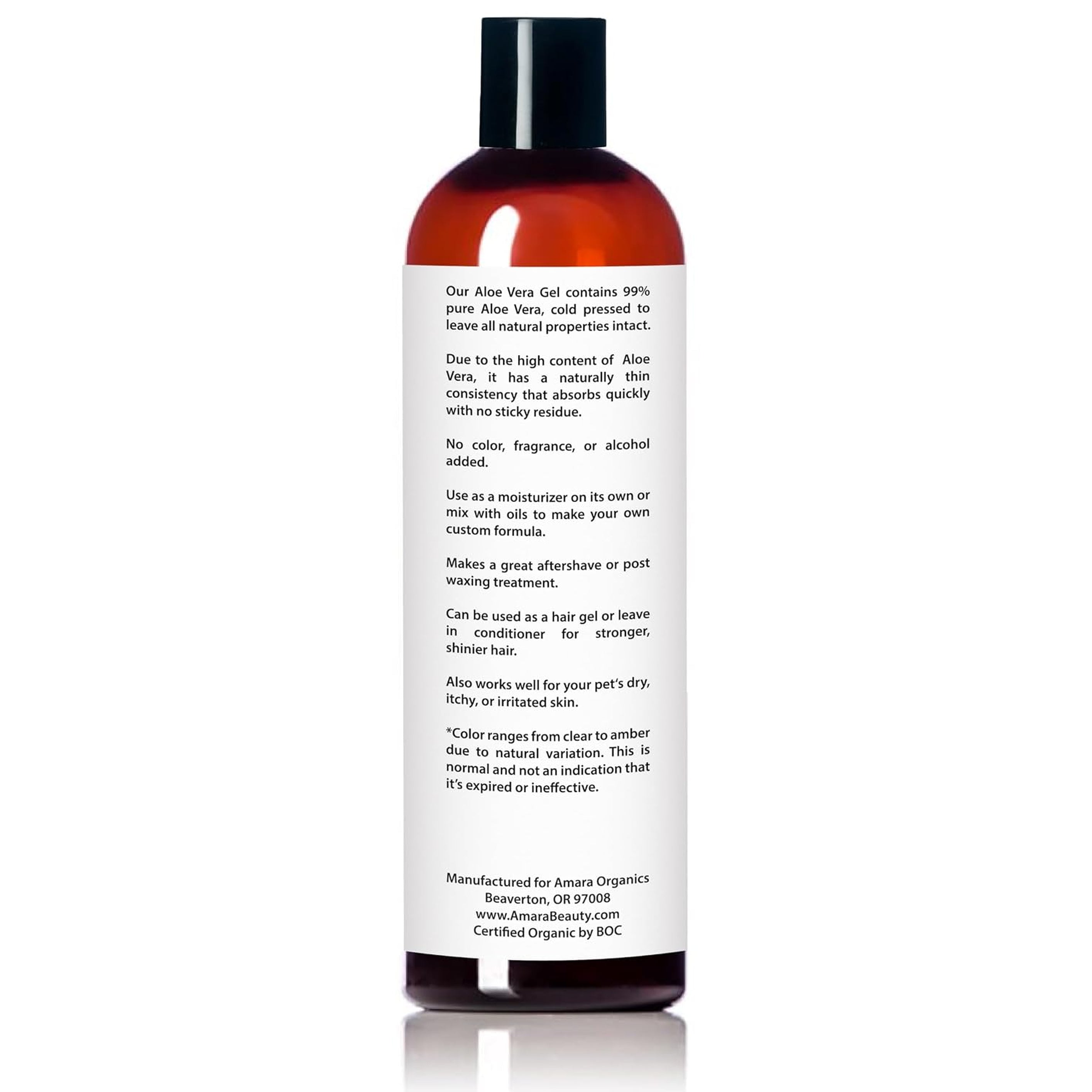 Organic Aloe Vera Gel for Skin, Face, Body, after Sun Care - USDA Certified Organic, 12 Fl. Oz.