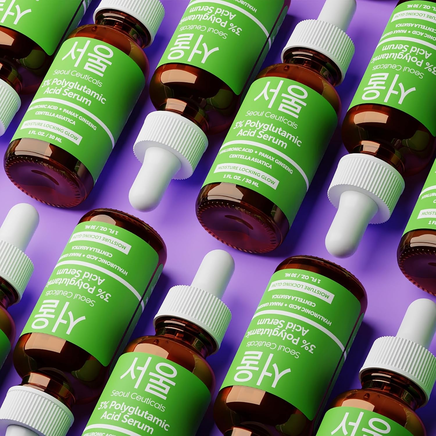 SeoulCeuticals Polyglutamic Acid Serum – Hyaluronic Acid & Centella Asiatica for Intense Hydration & Healthy Glow | 30ml | K-Beauty