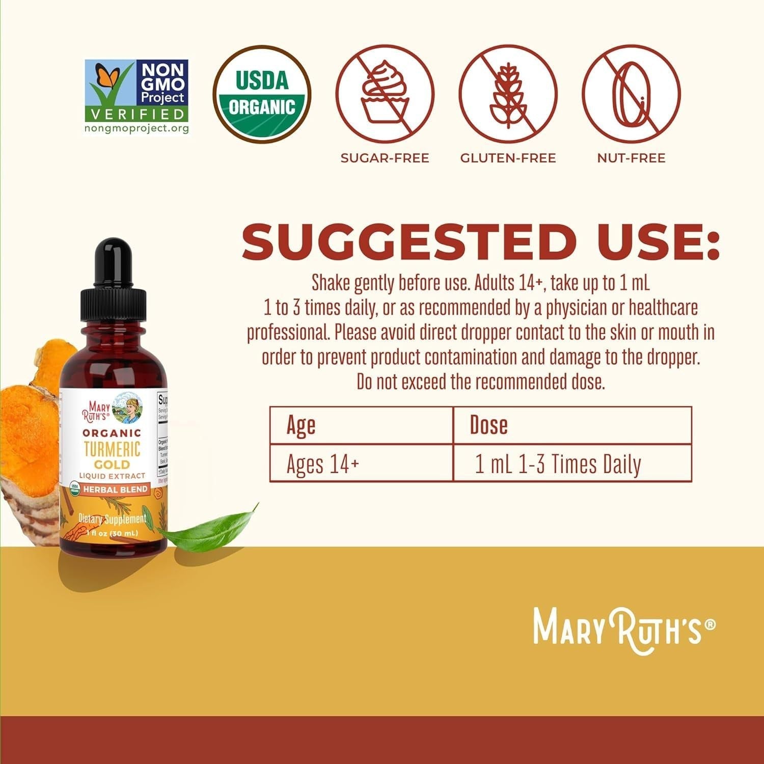 MaryRuth Organics Turmeric Gold Liquid Drops – 30ml | Immune & Cognitive Support