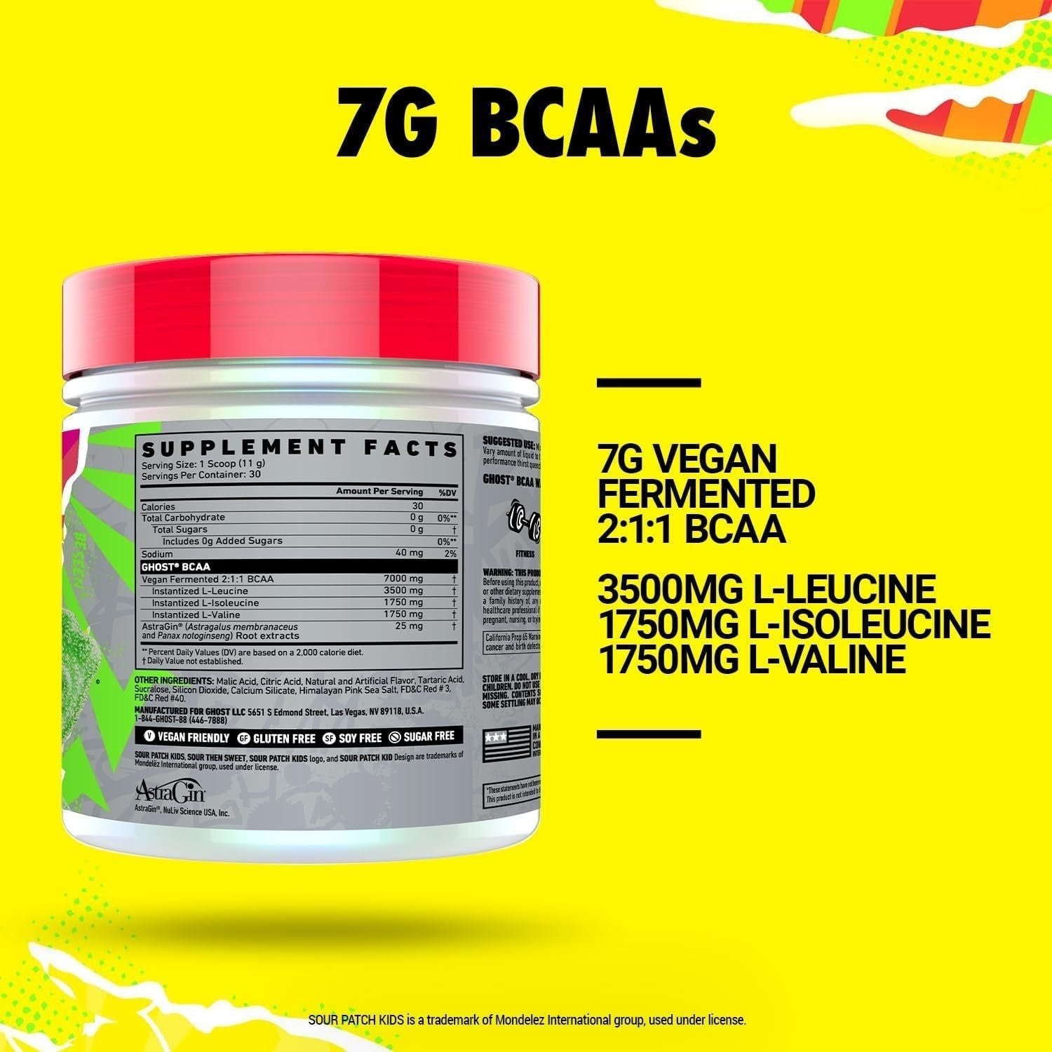 GHOST BCAA – Sour Patch Kids Watermelon – 330g | Epic Flavor & Muscle Recovery
