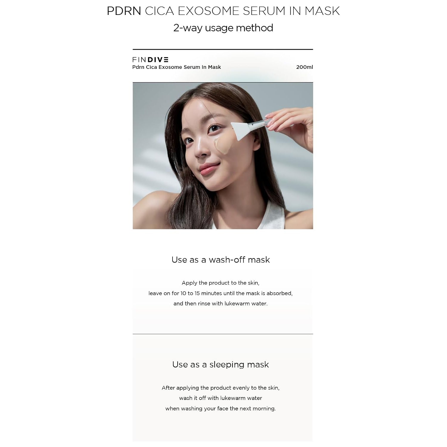 FINDIVE OFFICIAL PDRN CICA Exosome Serum in Mask, PDRN (Sodium DNA) 5,000Ppm, Cica Exosome 1,000Ppm, Marin Collagen, Soothes, Regenerates Skin, Korean Skincare 6.76Fl.Oz