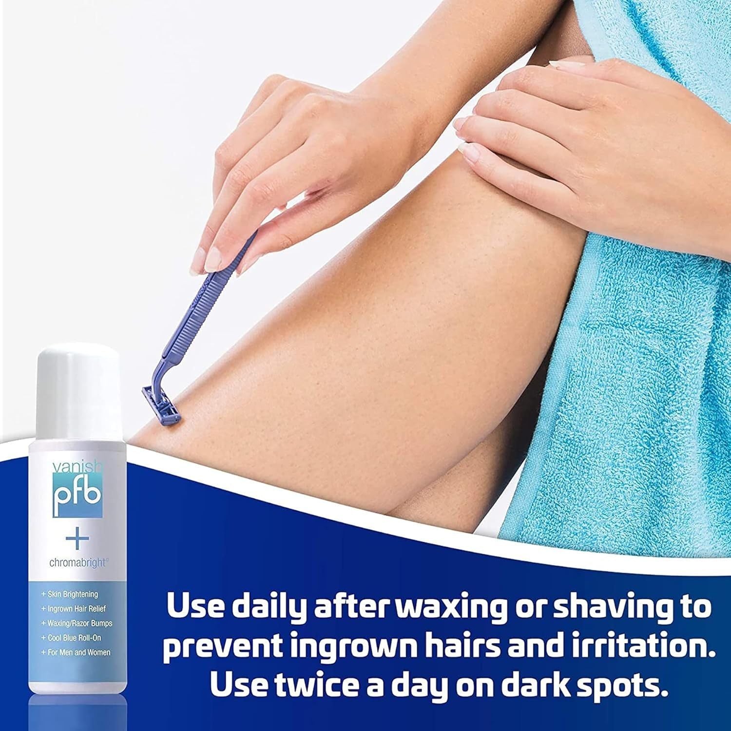 PFB Vanish + Chromabright – 93g | Ingrown Hair & Skin Brightening Roll-On
