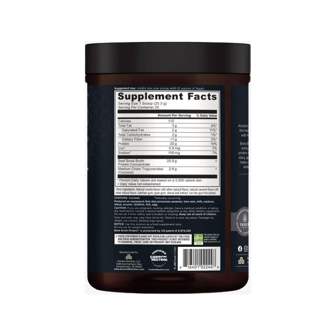 Ancient Nutrition Bone Broth Protein - Salted Caramel 20 Servings - Glam Global UKAncient Nutrition