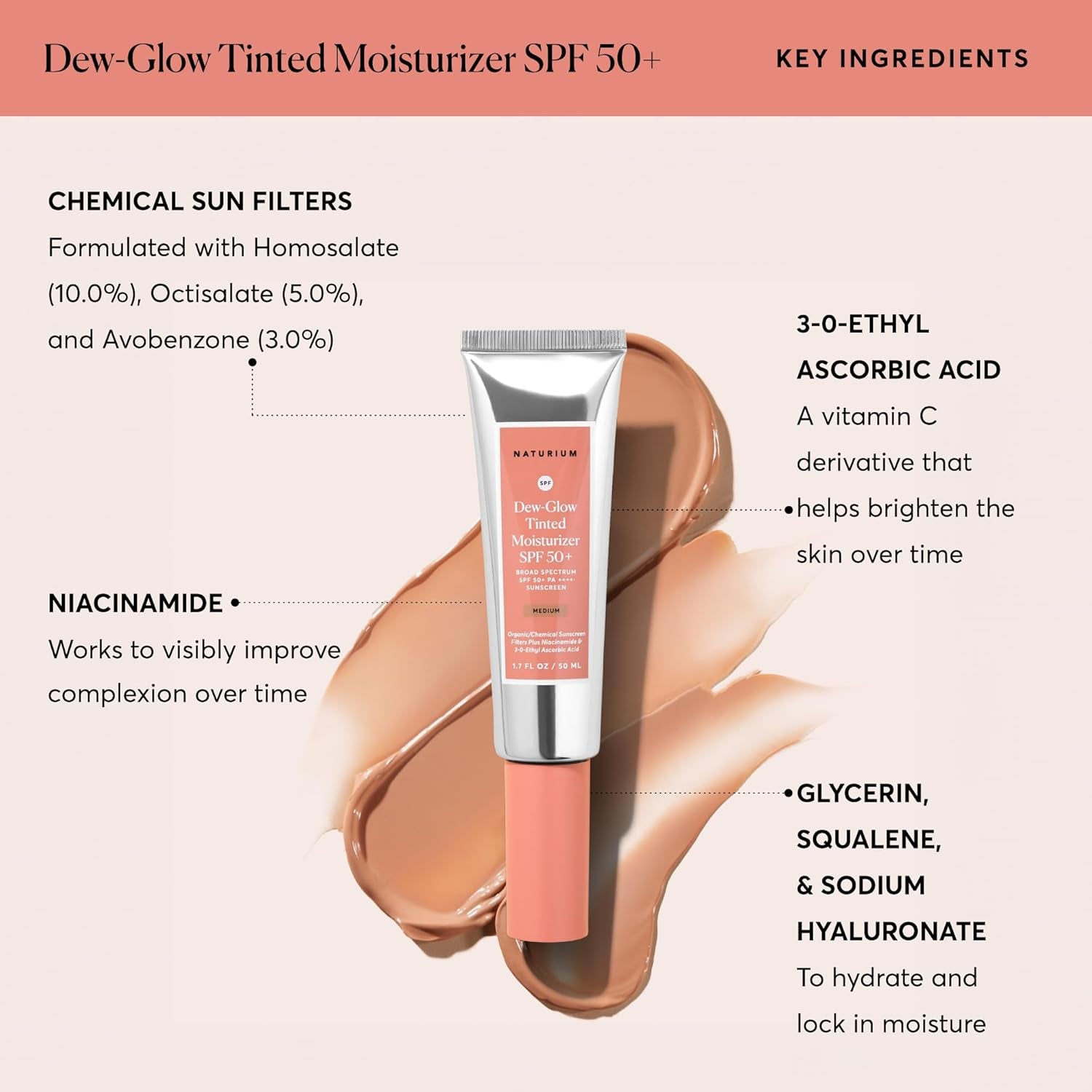 Naturium Dew-Glow Tinted Moisturizer SPF 50+ Medium - 50ml