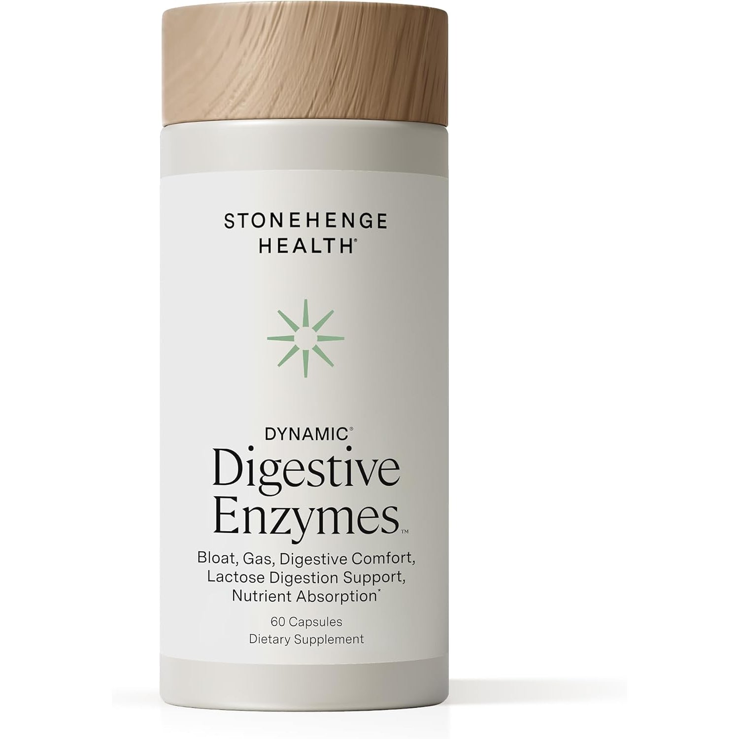 Stonehenge Health Dynamic Digestive Enzymes – 18 Enzymes with (Protease, Lipase, Amylase, Lactase) + Zinc & Vitamin K1 + Gas & Bloating Support – 60 Capsules
