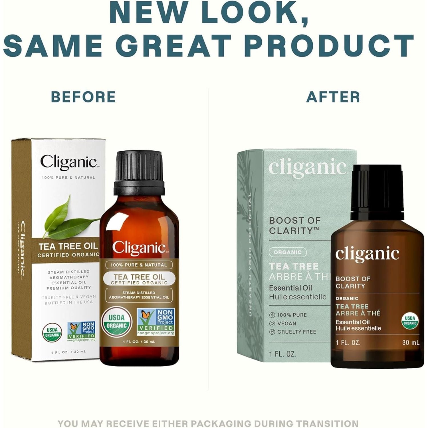 Cliganic Organic Tea Tree Essential Oil – 30ml | 100% Pure, USDA Certified for Aromatherapy & Skincare