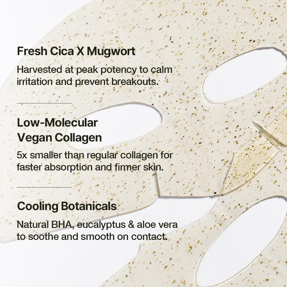 NDP Collagen Cica Cooling Hydrogel Face Mask, Soothing Ice Mask for Depuffing, Puffiness, Sunburn, after Sun & Microneedling, Vegan Collagen & Centella, Korean Skincare (4 Sheets)