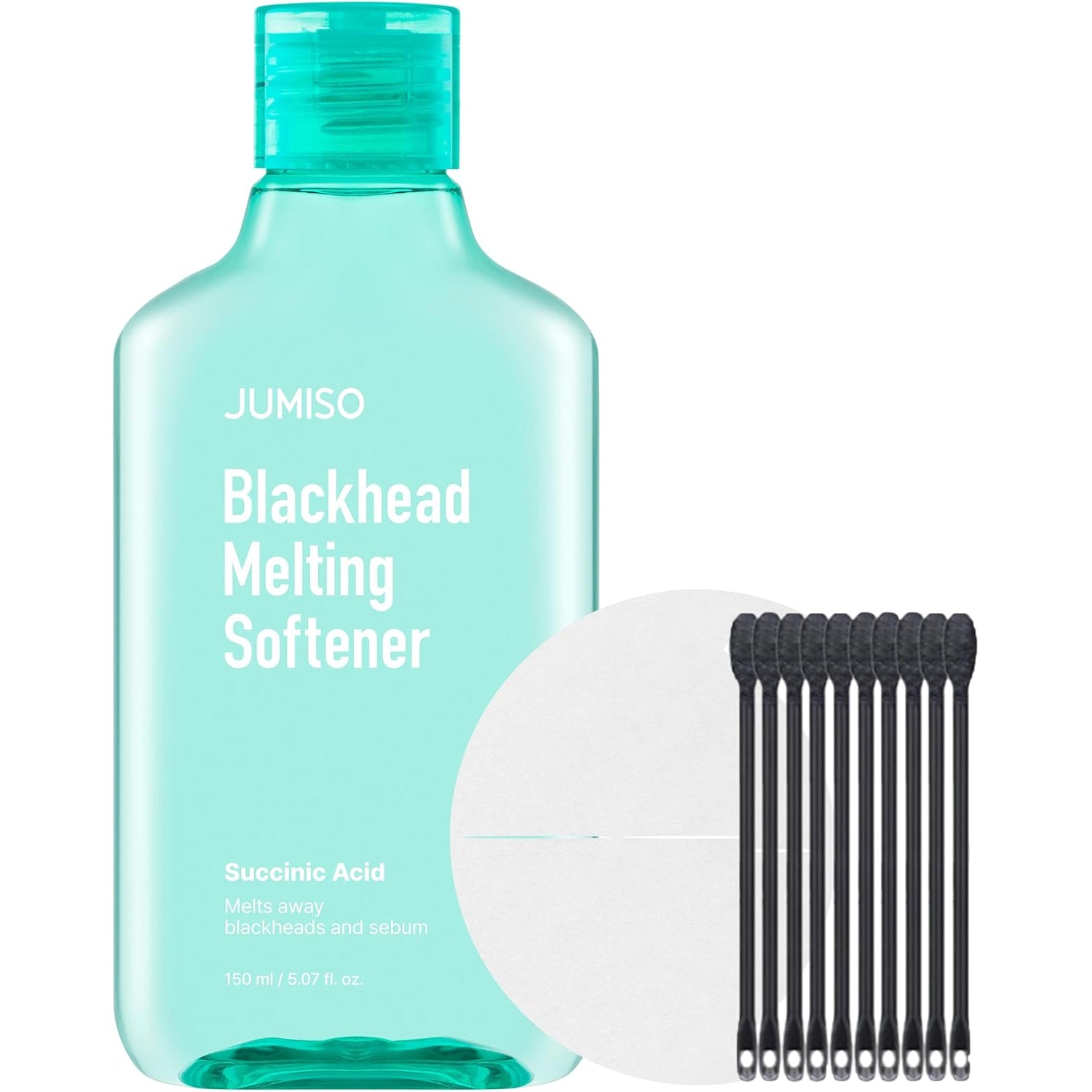 JUMISO Blackhead Remover Kit for Strawberry Nose - Succinic Acid + PHA Sebaceous Filament Treatment, Helps Soften Blackheads, No Pulling Pore Strips Alternative-Includes 150Ml+40 Pads+10 Swabs