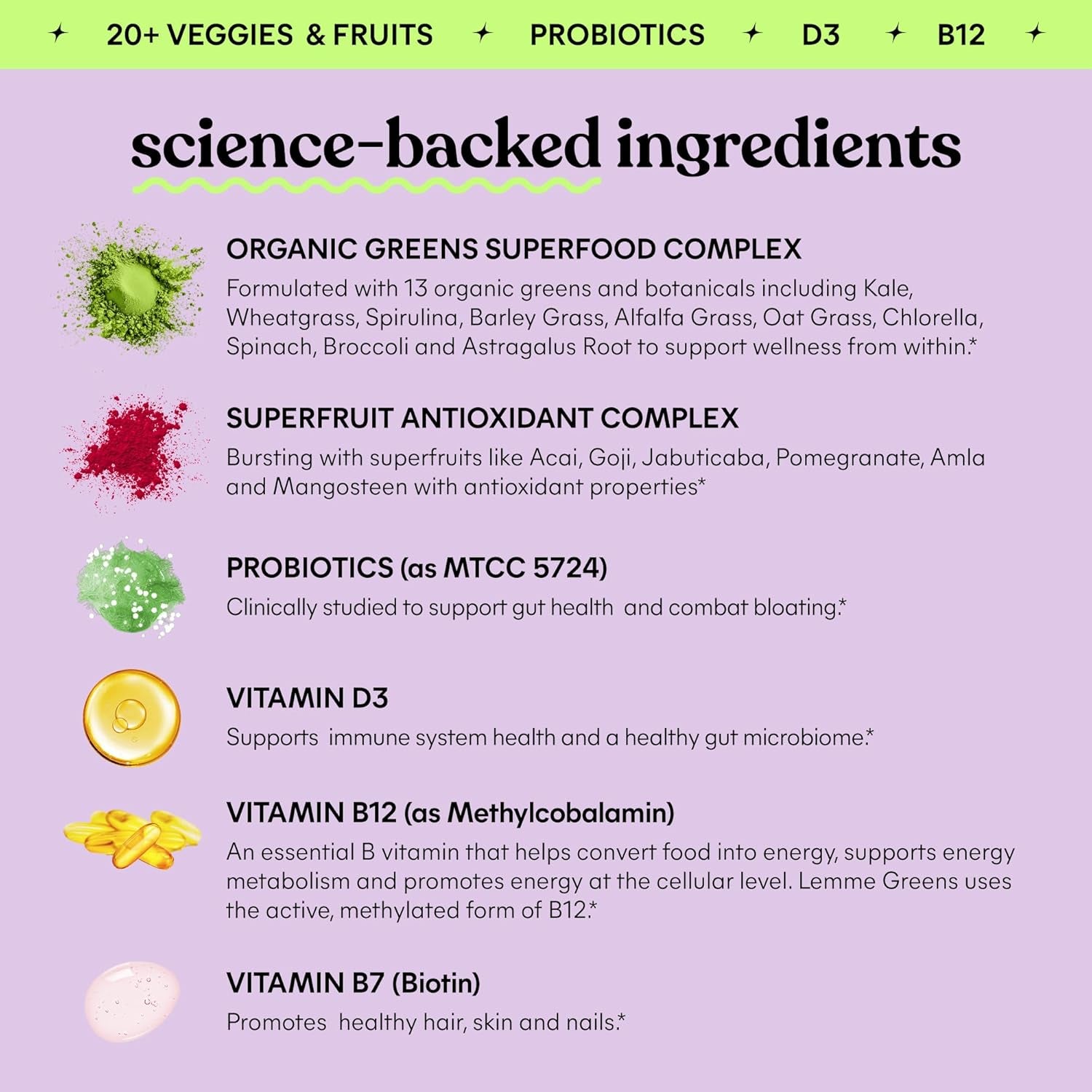 Greens Superfood Gummies W/Multi - Support Gut Health & Reduce Bloating, 20+ Organic Greens and Superfruits, Clinically Studied Probiotics, D3, B12 - Berries & Greens Flavored (60 Count)