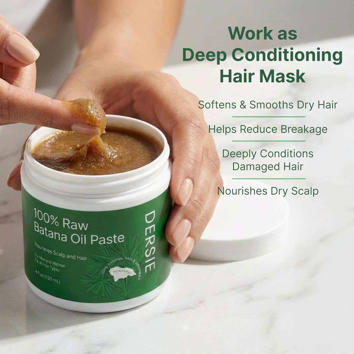 Dersie 100% Raw Batana Oil: Unrefined Raw Batana Oil Paste Sourced from Honduras (4 Oz)