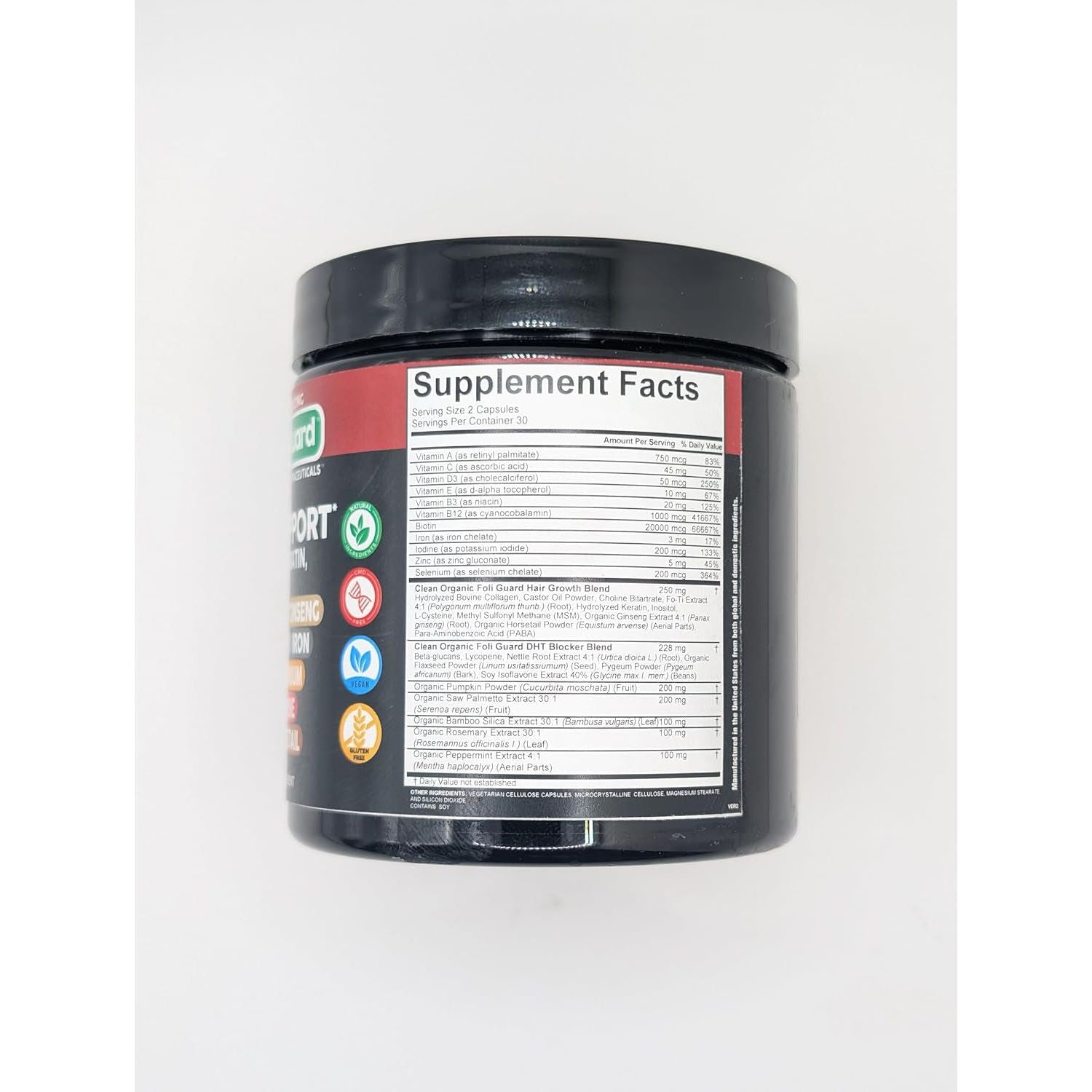 Clean Nutraceuticals Men's Hair Support Supplement – 60 Capsules | Biotin, Collagen & Saw Palmetto for Hair Growth, Thickness & Scalp Health