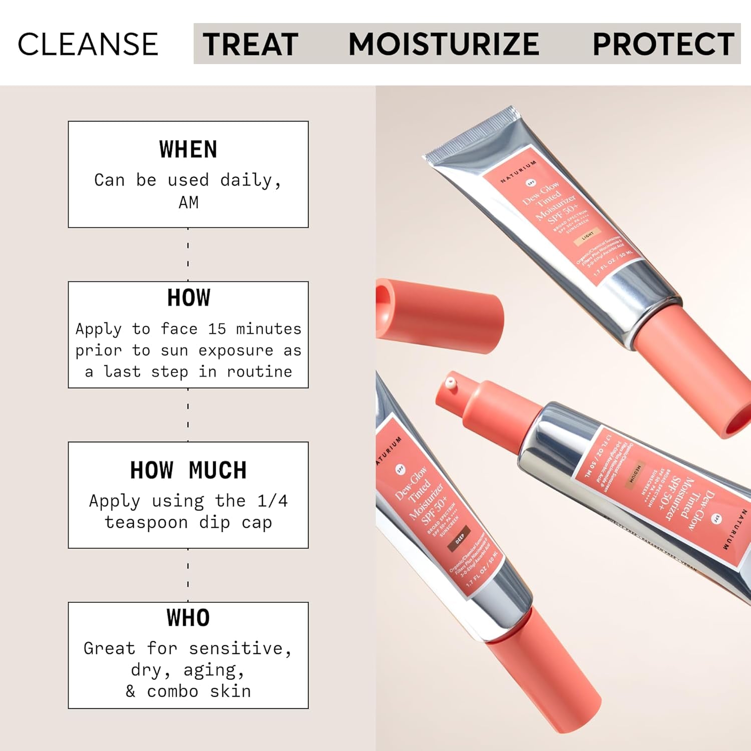 Naturium Dew-Glow Tinted Moisturizer SPF 50+ Deep - 50ml
