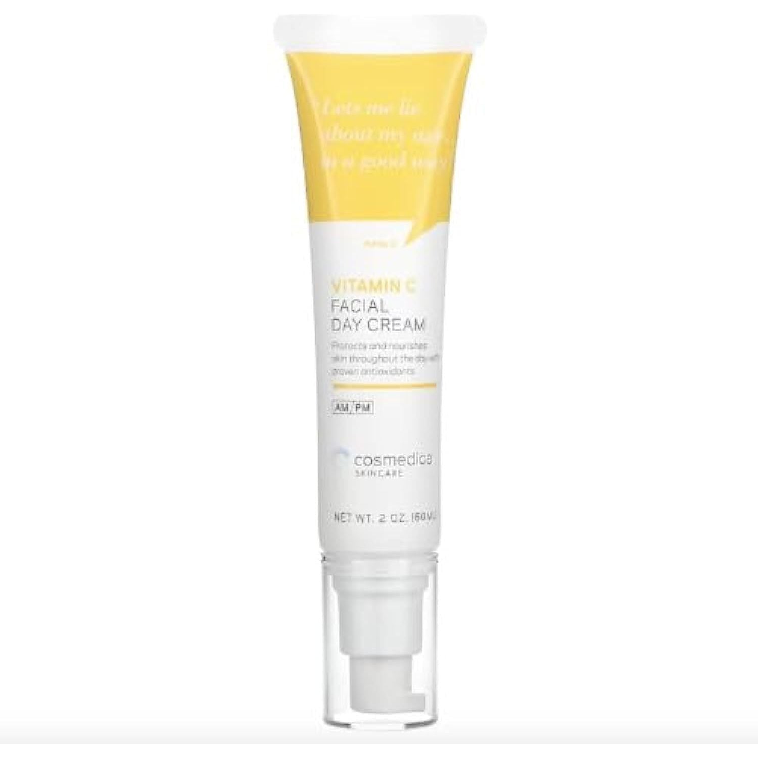Cosmedica Skincare Vitamin C Facial Day Cream – 60ml | Brightening, Anti-Aging Moisturiser with MSM, Jojoba & Green Tea