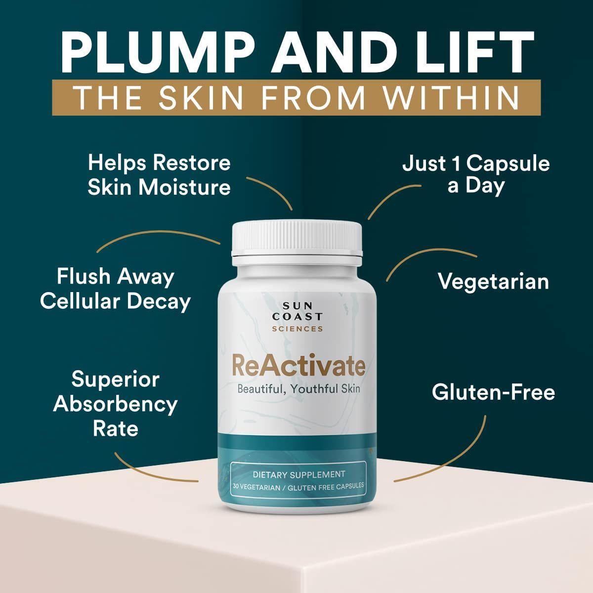 Vitalifi Reactivate Beautiful, Youthful Skin – 30 Capsules | Collagen-Boosting Anti-Ageing Supplement