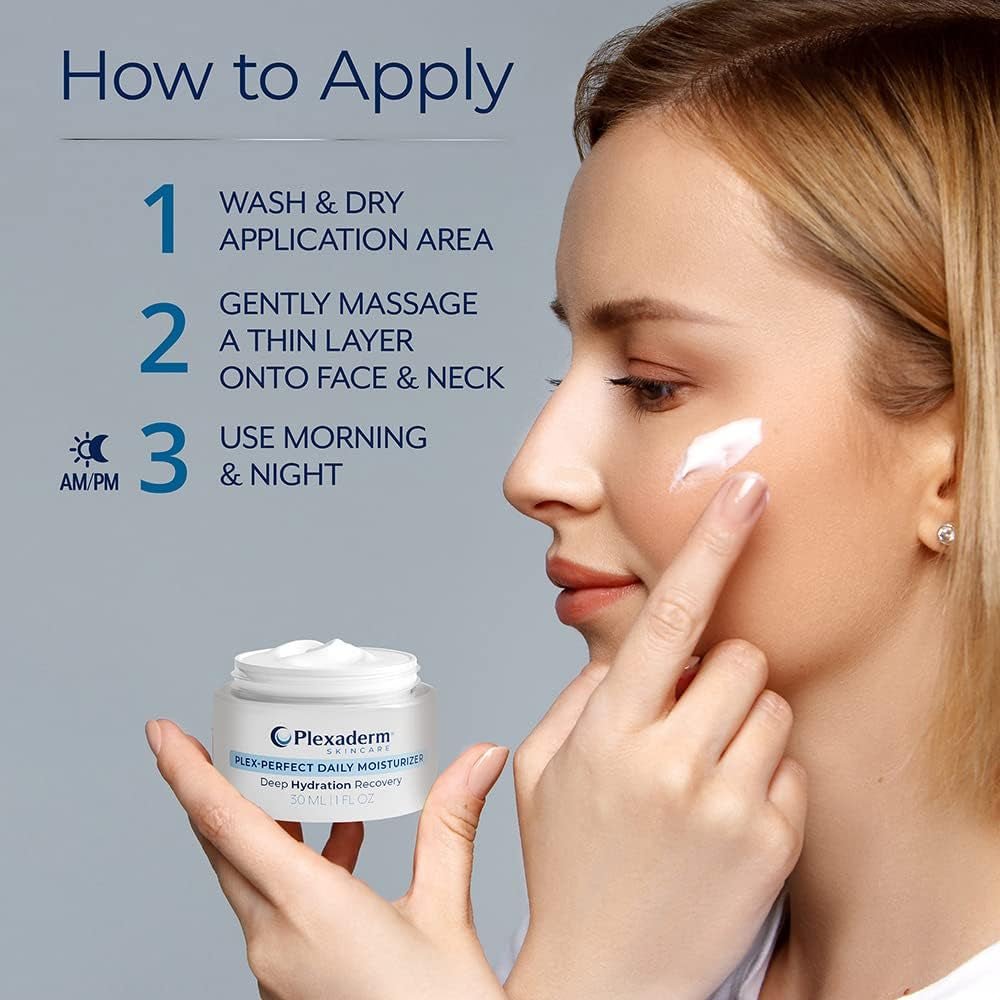 Plexaderm Daily Face Moisturizer - Hyaluronic Acid for Deep Hydration - for All Skin Types, Fragrance-Free, 1 Fl Oz