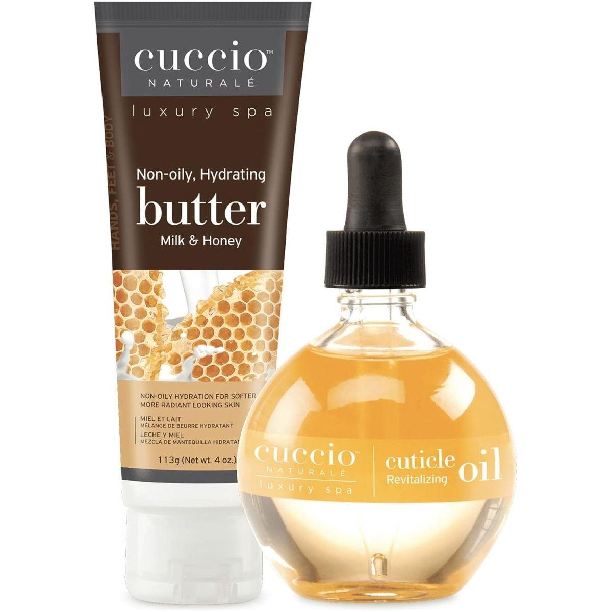 CUCCIO Milk and Honey Hydration Essentials - 73ml Cuticle Oil & 120ml Butter - Glam Global UKCUCCIO