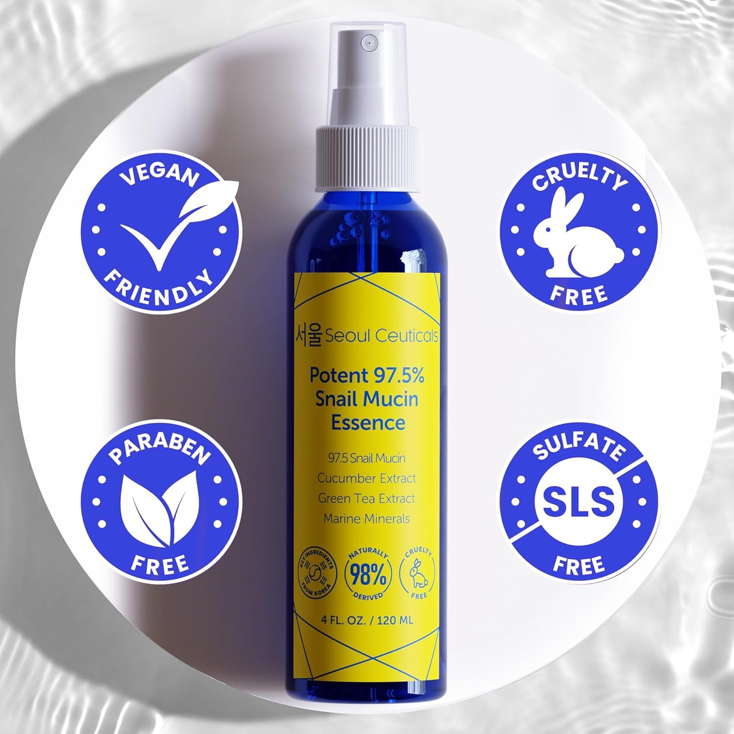 SeoulCeuticals Snail Mucin 97.5% Essence Face Mist – Cucumber, Marine Minerals, Green Tea & Aloe Vera Hydrating Spray | 120ml | K-Beauty