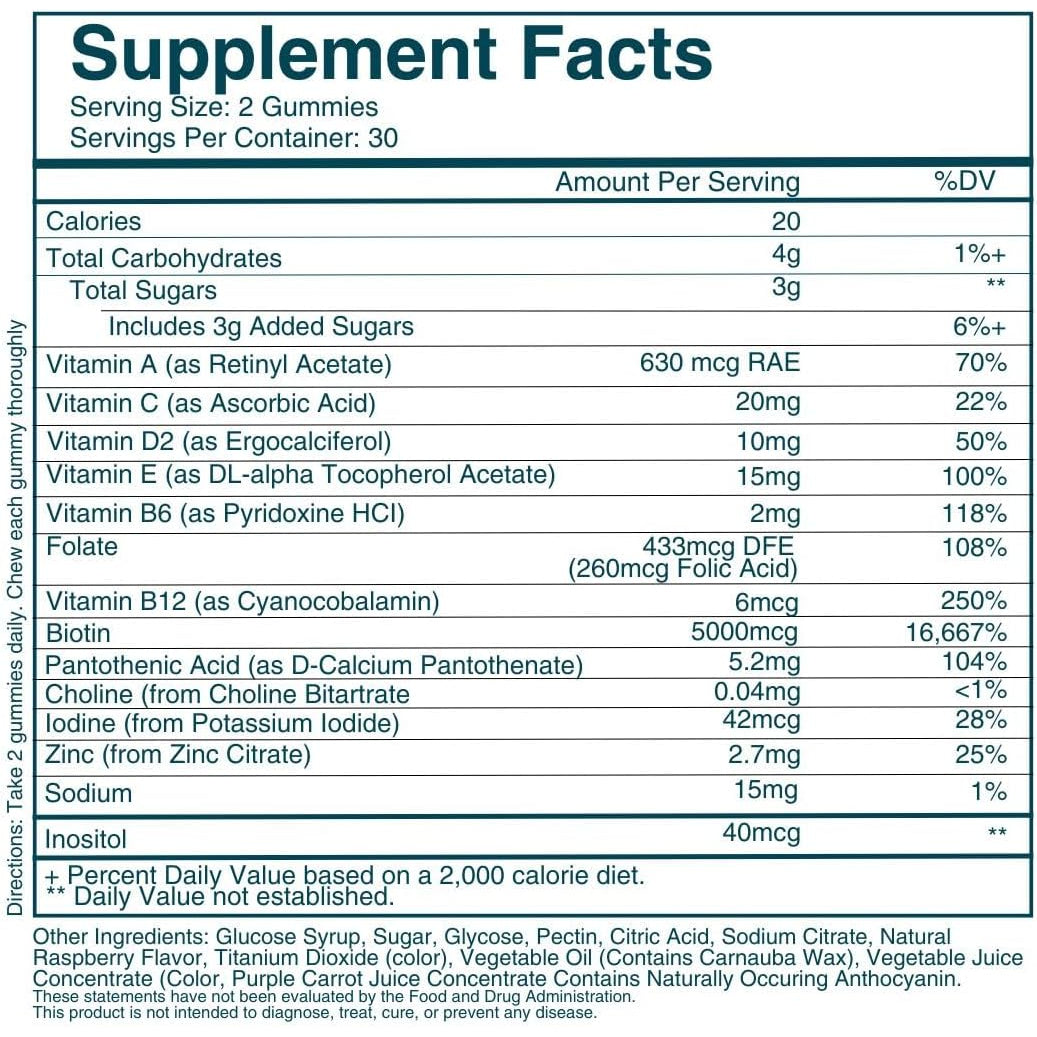 WEEM Hair Skin and Nails Gummies - Supports Healthy Hair - Vegan Biotin Vitamins for Women & Men Supports Faster Hair Growth, Stronger Nails, Healthy Skin, Extra Strength (1)
