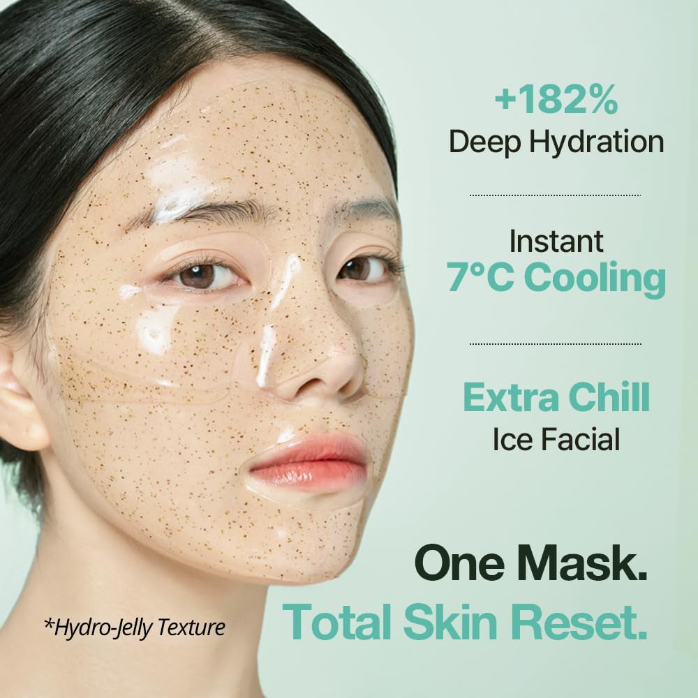 NDP Collagen Cica Cooling Hydrogel Face Mask, Soothing Ice Mask for Depuffing, Puffiness, Sunburn, after Sun & Microneedling, Vegan Collagen & Centella, Korean Skincare (4 Sheets)