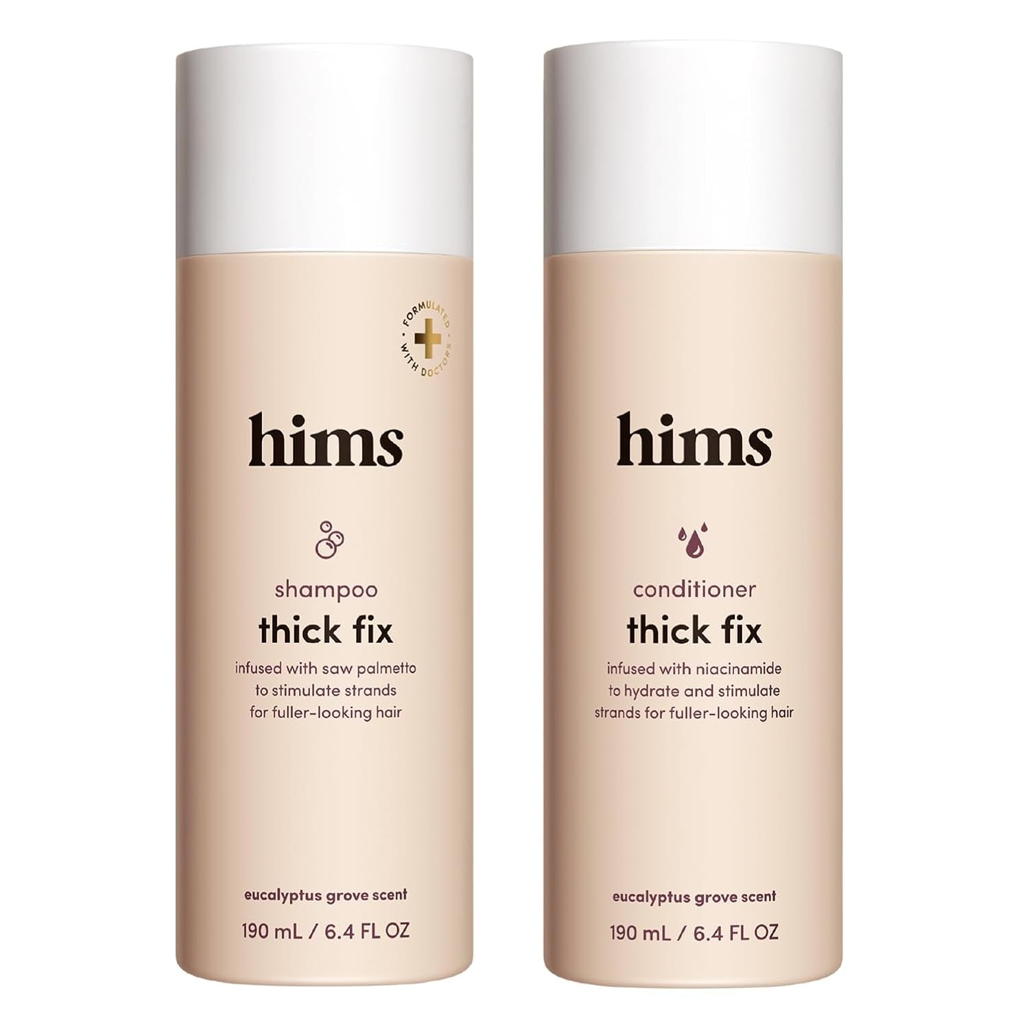 Hims Thick Fix Shampoo & Conditioner Set - Saw Palmetto for Healthy Hair Growth & Thickening - 190ml x 2