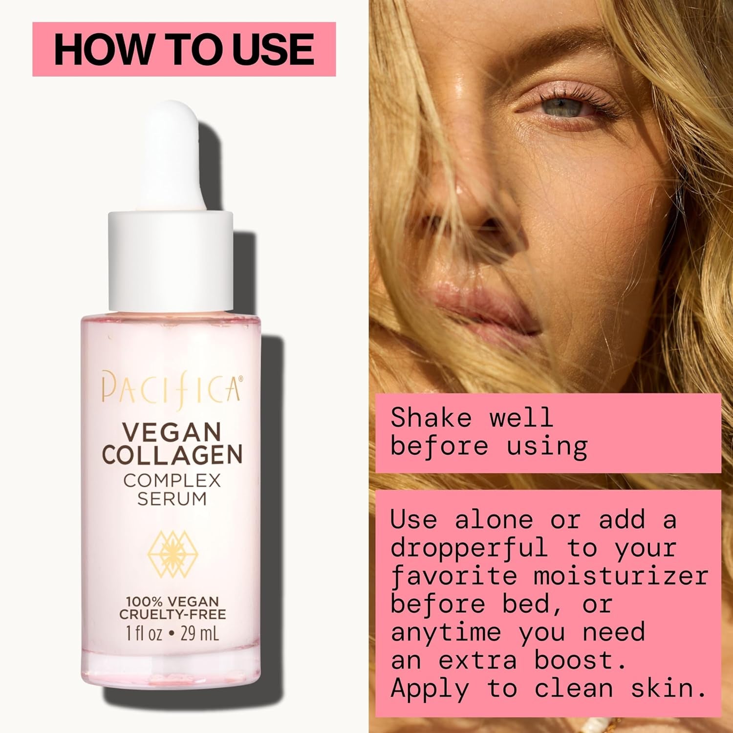 Pacifica Vegan Collagen Complex Face Serum anti Aging Hydrating Serum W/Hyaluronic Acid for Plumping & Firming Collagen Boosting Facial Serum for Fine Lines & Wrinkles Clean Dermatologist Tested