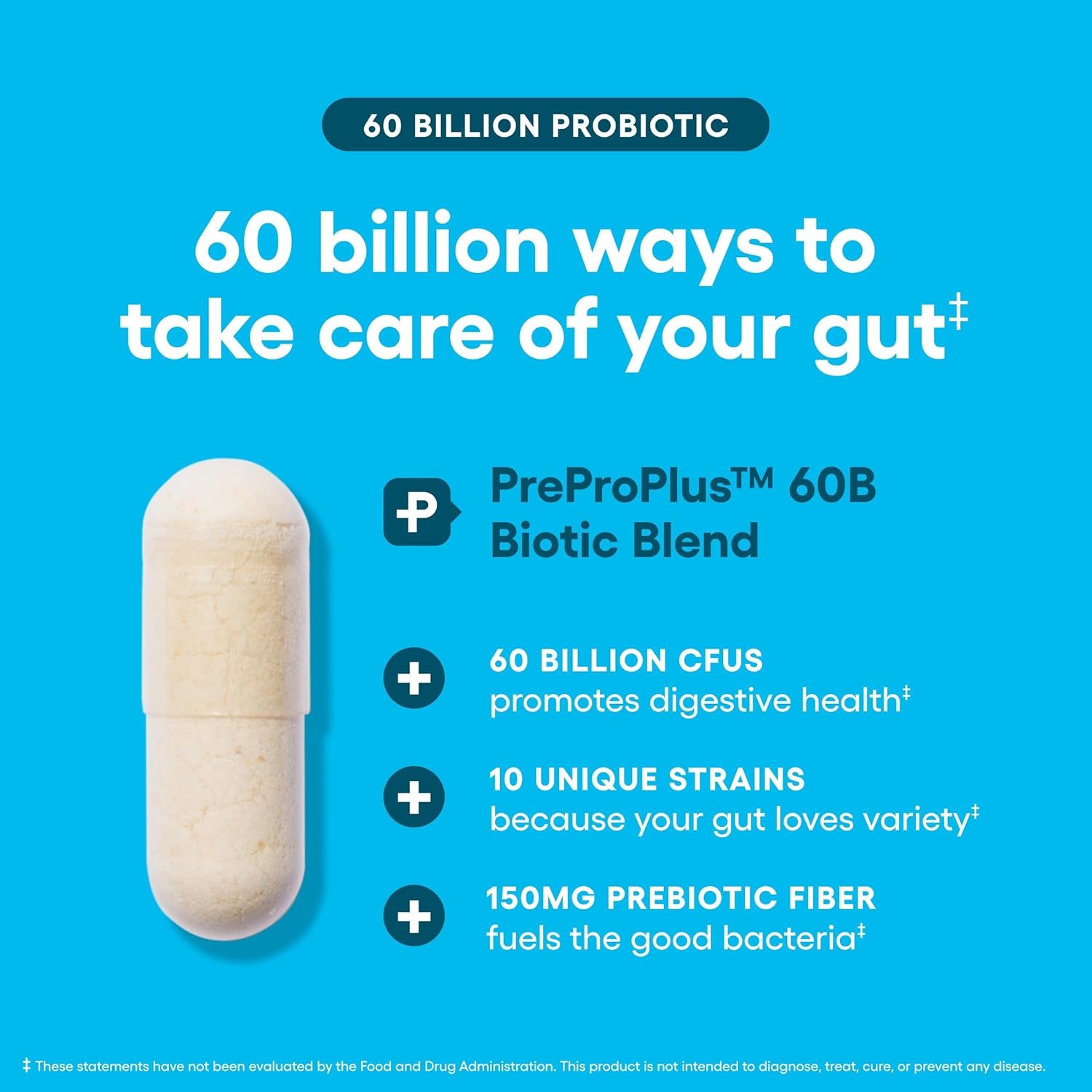 Physician's Choice 60 Billion CFU Probiotic – 10 Strains & Organic Prebiotics for Gut, Digestive & Immune Health | 30 Capsules