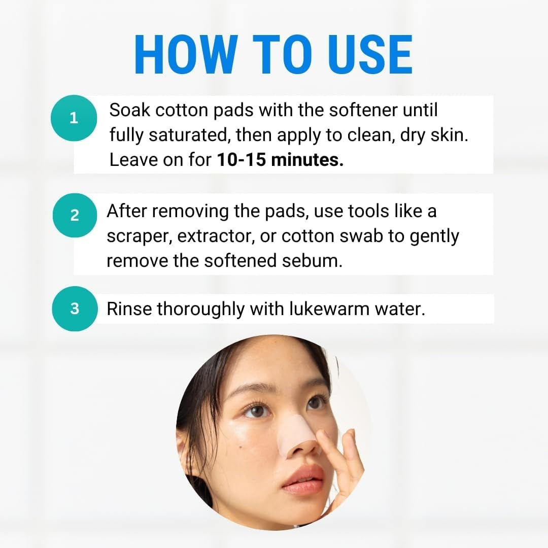 JUMISO Blackhead Remover Kit for Strawberry Nose - Succinic Acid + PHA Sebaceous Filament Treatment, Helps Soften Blackheads, No Pulling Pore Strips Alternative-Includes 150Ml+40 Pads+10 Swabs