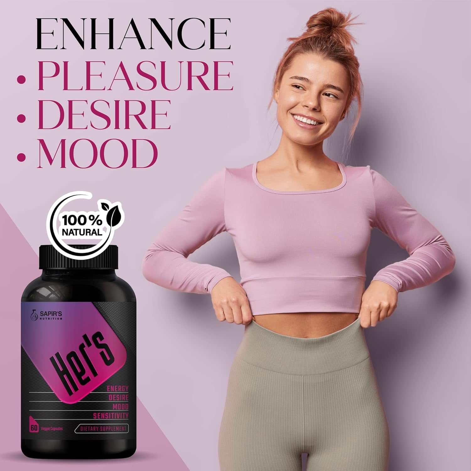 Sapir's Nutrition Women's Vitality & Desire Complex – Horny Goat Weed, Maca Root & Ashwagandha for Energy, Mood & Intimate Wellness | 60 Capsules