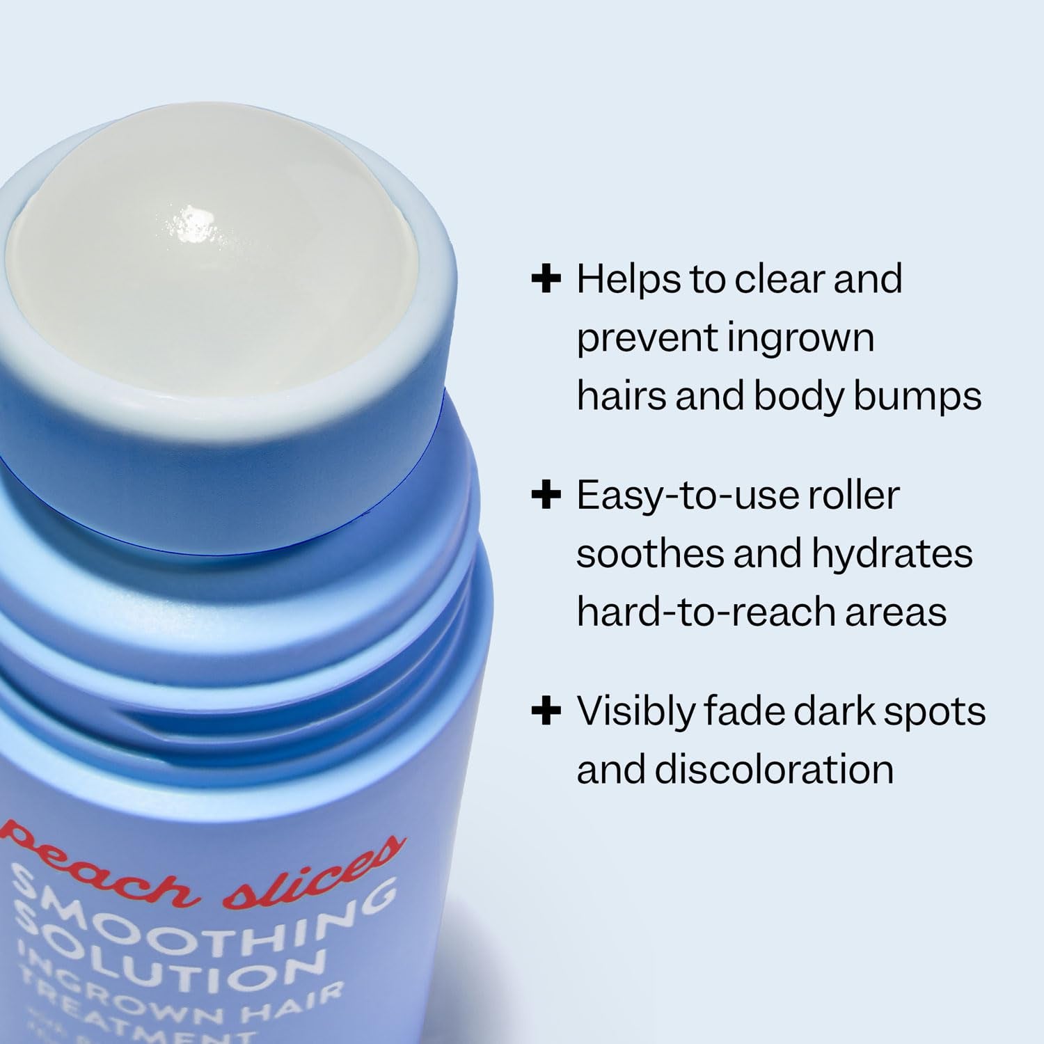 Peach Slices Smoothing Solution Ingrown Hair Treatment – 50ml | 360° Roller | BHA, AHA, PHA & Niacinamide | Smooth, Soothe & Soften Skin