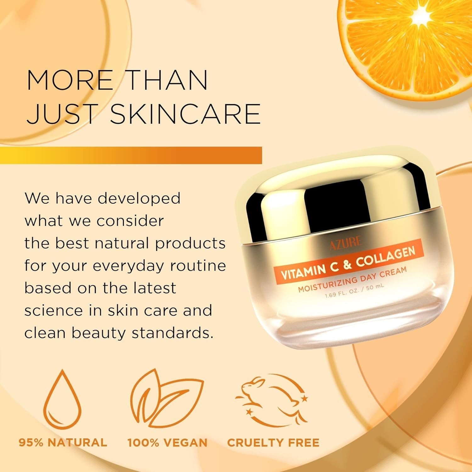 Azure Cosmetics Vitamin C & Collagen Moisturizing Day Cream – 50ml | Brightening & Firming Daily Hydration