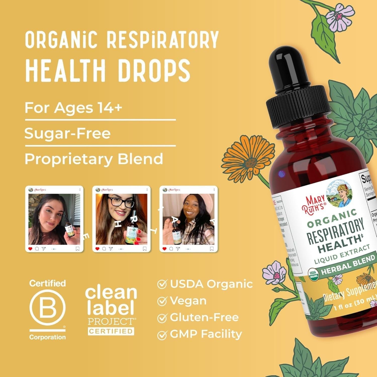 MaryRuth Organics Respiratory Health Liquid Extract – 30ml | Herbal Lung & Immune Support