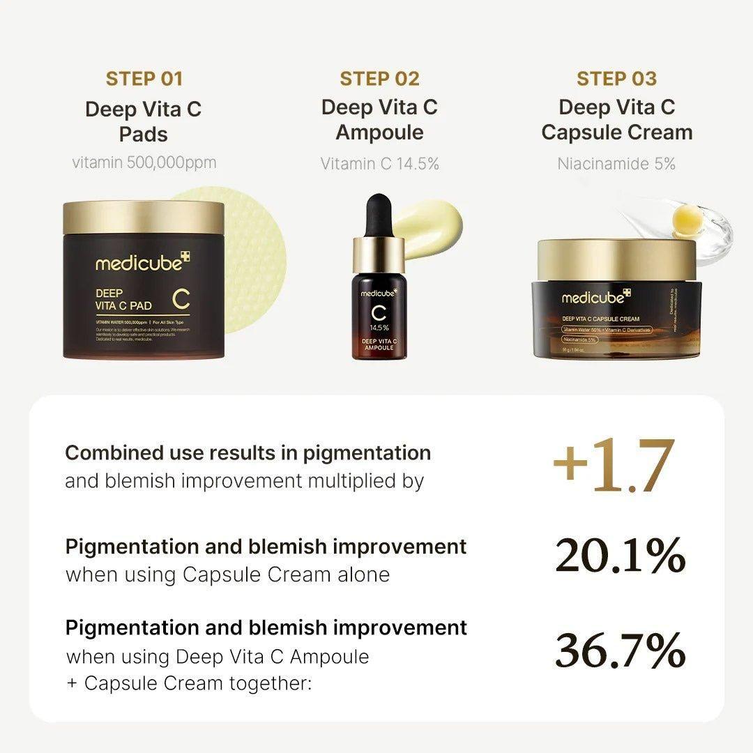 Medicube Deep Vita C Capsule Cream - 50ml | Brightening & Hydrating Vitamin C Cream - Glam Global UKMedicube