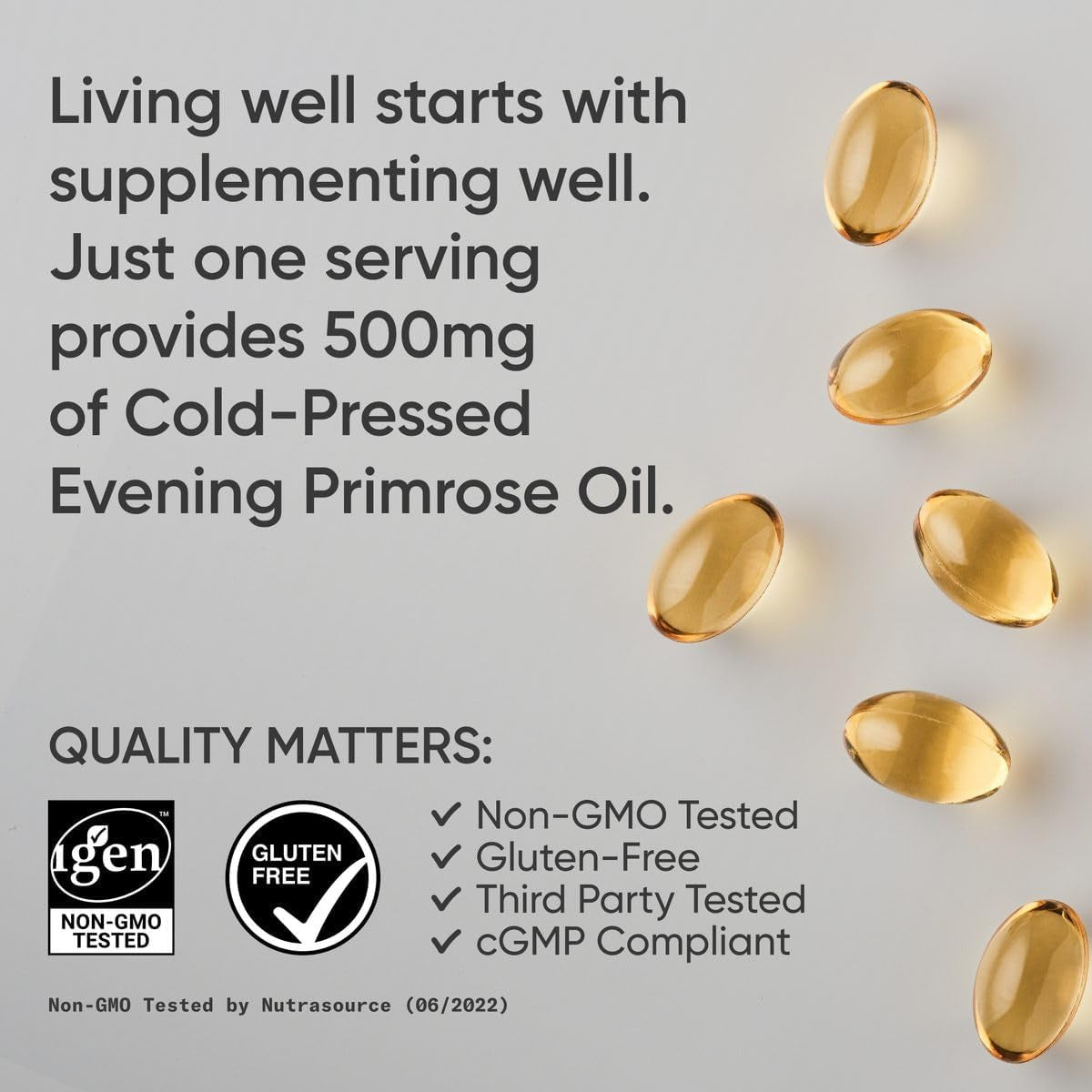 Sports Research Evening Primrose Oil (500Mg) Cold-Pressed with No Fillers or Artificial Ingredients, Non-Gmo Tested - Gluten & Soy Free (240 Liquid Softgels)