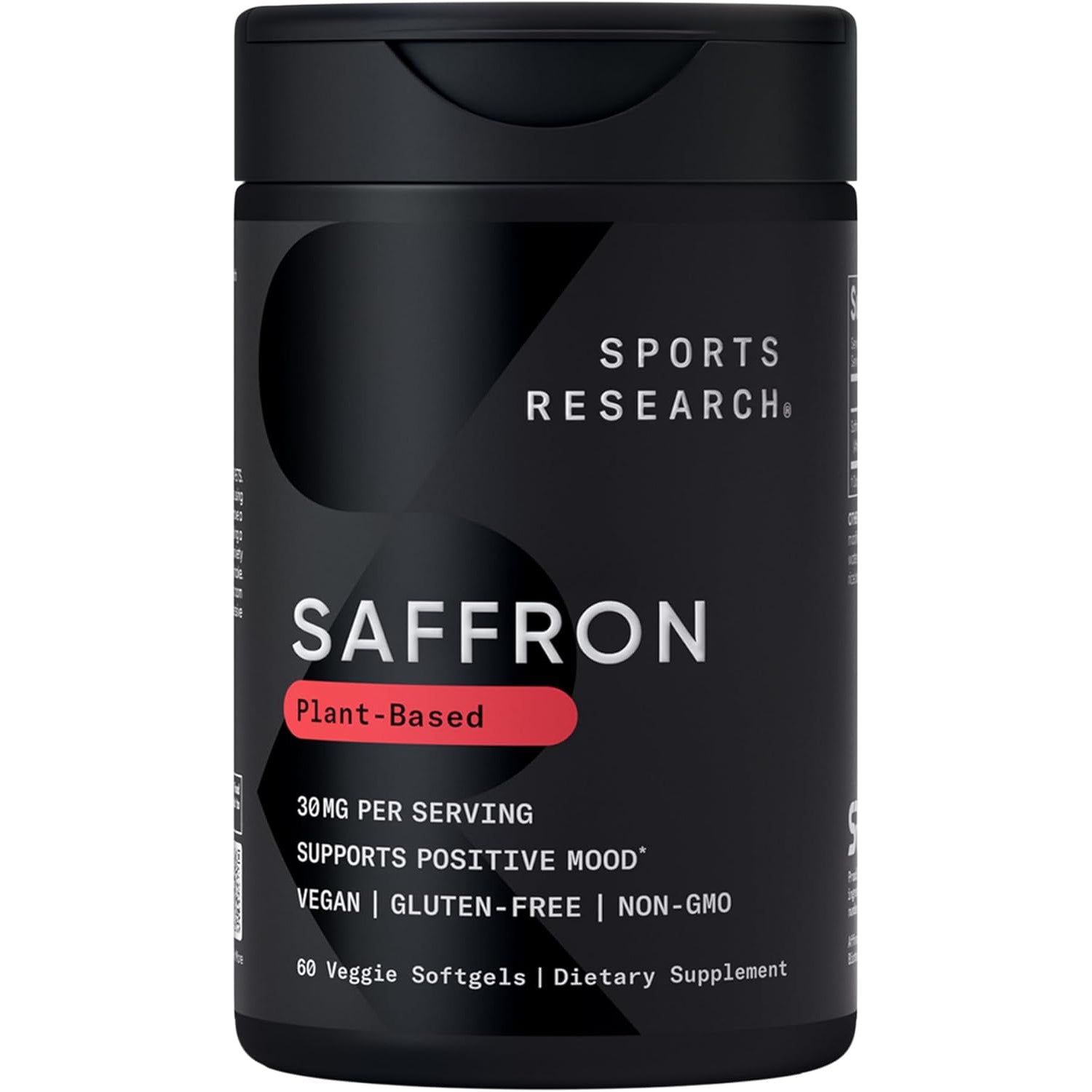 Sports Research® Pure Saffron Supplement, 30 Mg - Mood & Stress Support - Made W/Affron® Saffron Extract - Vegan Certified · Non-Gmo · Gluten Free – 60 Veggie Softgels