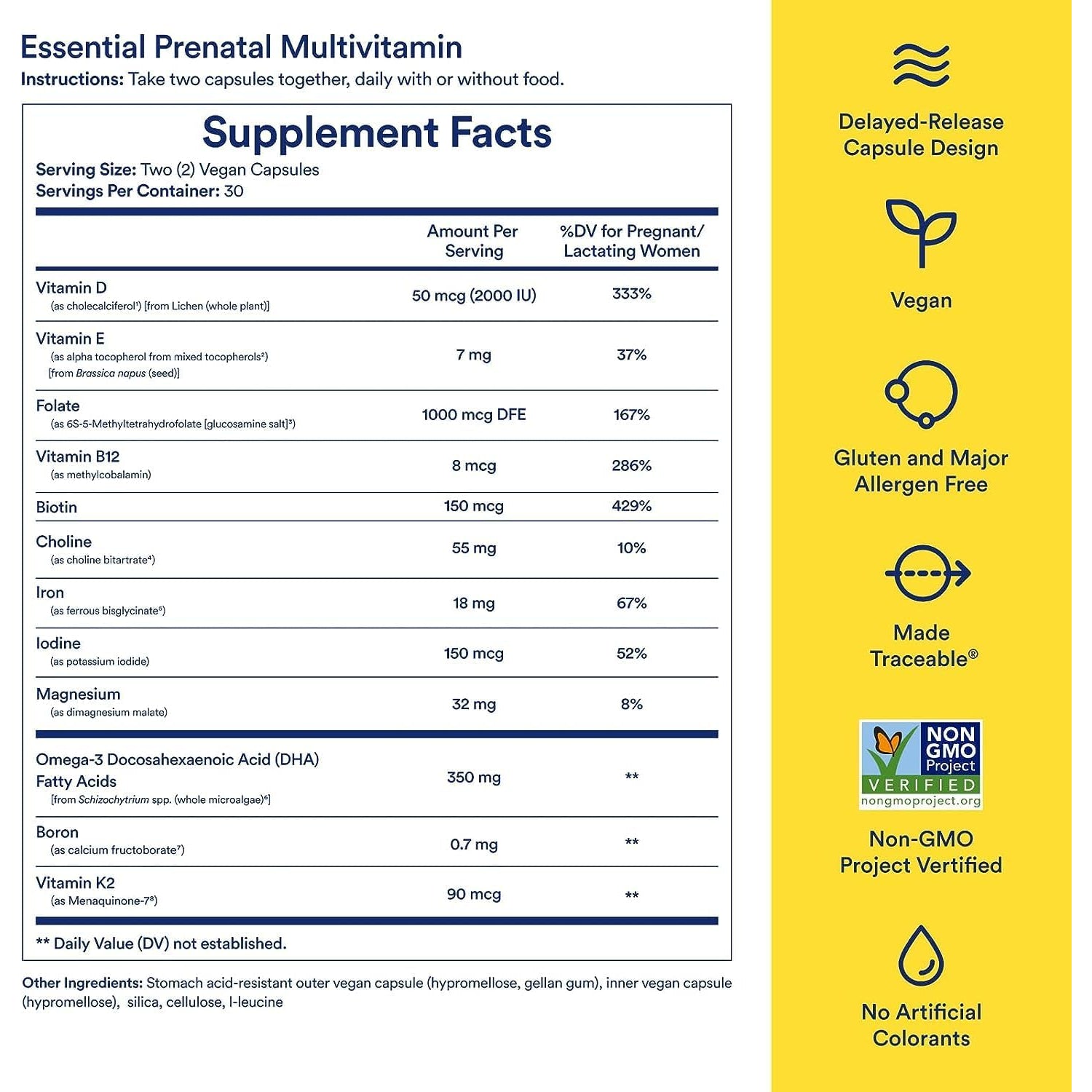 Ritual Prenatal Multivitamin for Women - Key Essential Vitamins and Minerals to Support Mom and Baby during Pregnancy* - Folate, Choline, Omega-3 DHA, Iron - Vegan - Citrus - 60 Capsules - 30 Servings