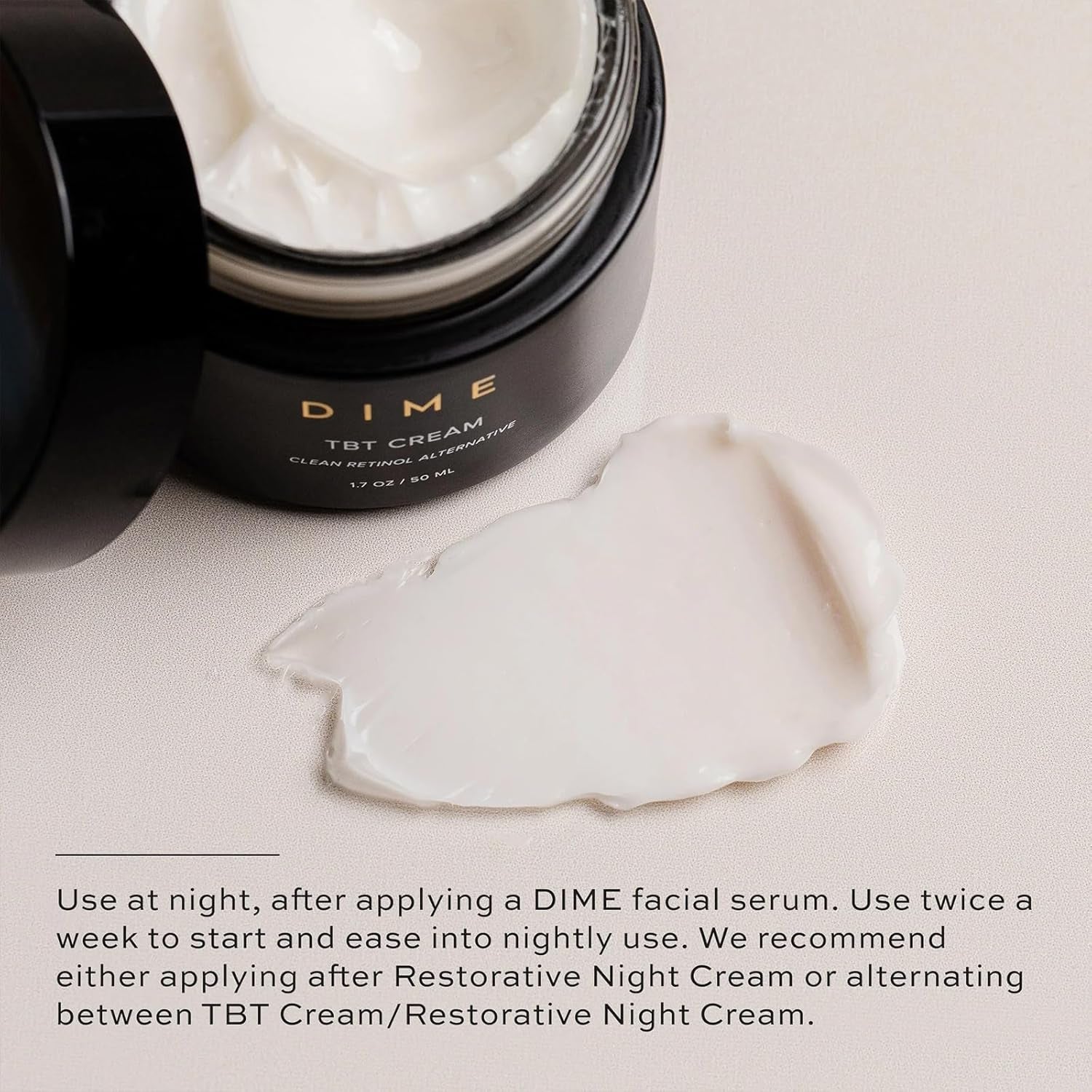 DIME TBT Cream – 50ml | Retinol Alternative Night Moisturizer for Firming & Anti-Aging