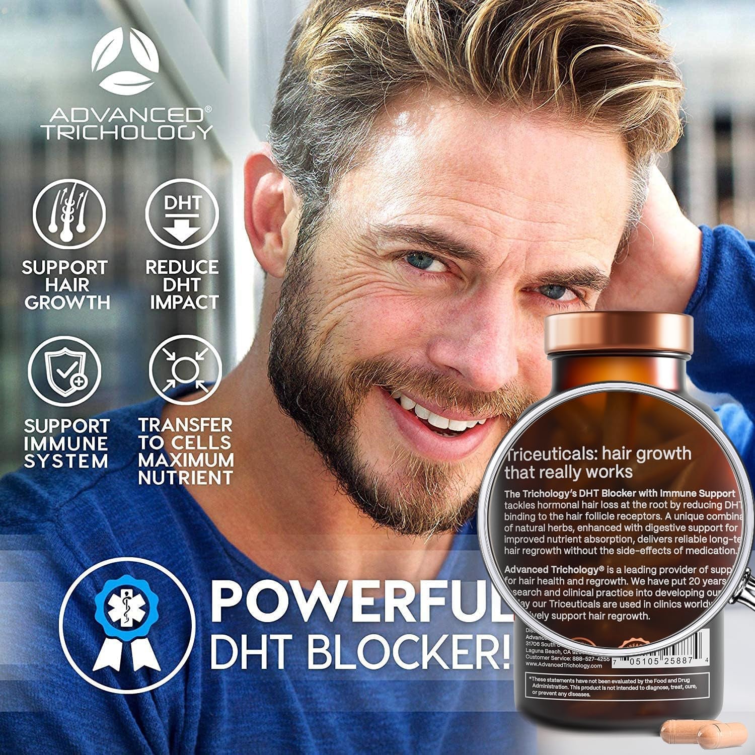 Advanced Trichology DHT Blocker Hair Supplement – Clinically Formulated for Genetic Hair Thinning in Men & Women