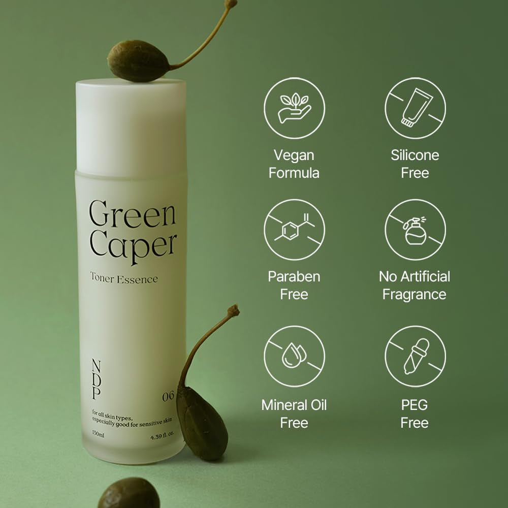 NATURAL DERMA PROJECT NDP Green Caper Milky Toner Essence - Hydrating Korean Toner for Face, Deep Moisture for Sensitive and Dry Skin, Panthenol, Madecassoside (4.39 Fl Oz / 130Ml)