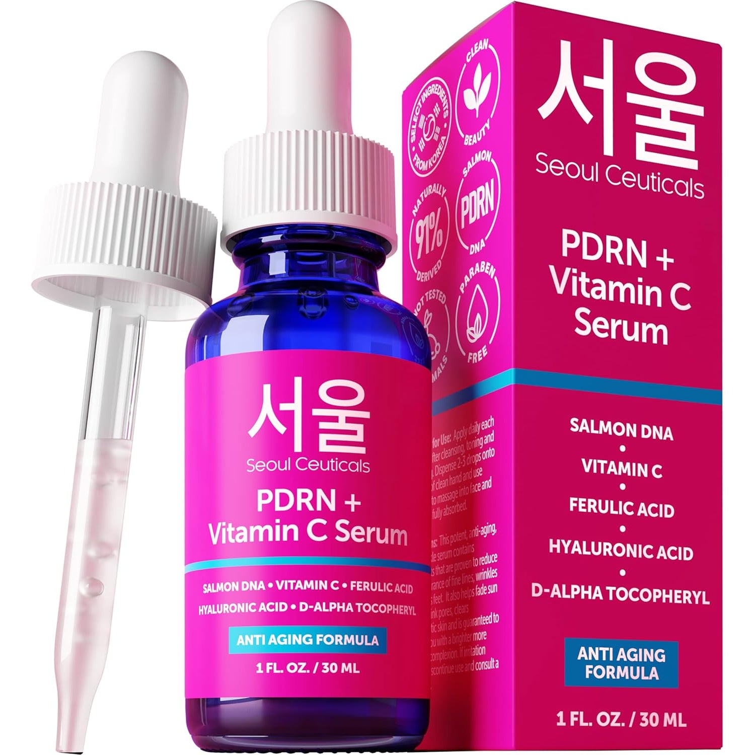 SeoulCeuticals PDRN Salmon DNA & Vitamin C Serum – Korean Skin Repair Booster for Anti-Ageing & Radiance | 30ml | K-Beauty