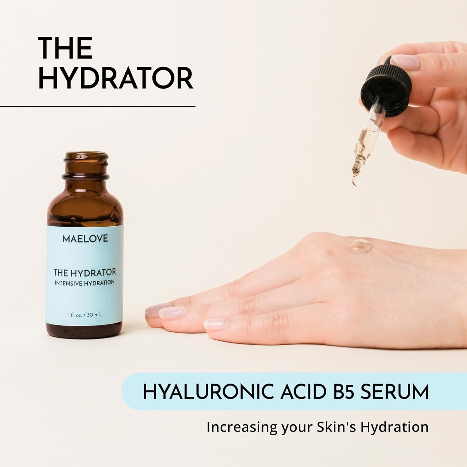 MAELOVE The Hydrator Intensive Hydration – 30ml | Hyaluronic Acid + Resveratrol + B5 for Dewy, Plump Skin