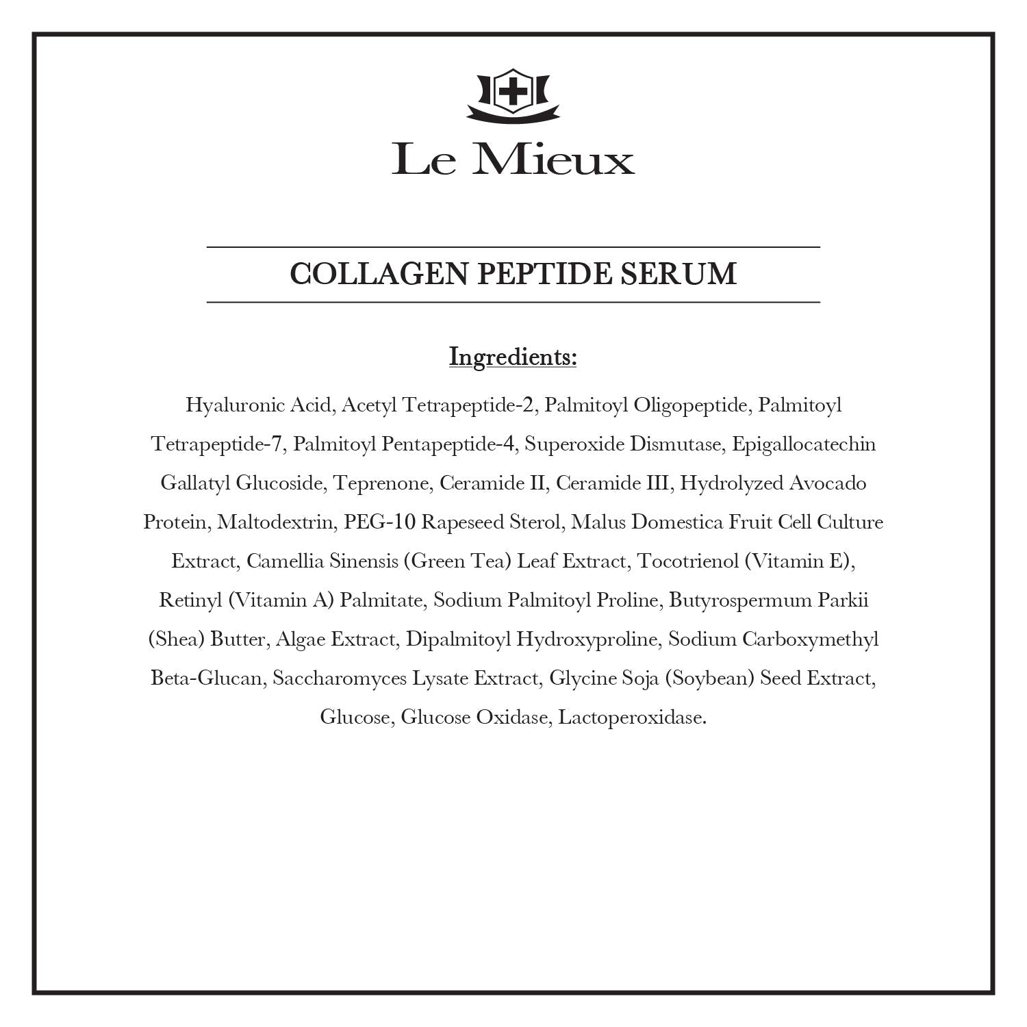 Le Mieux Collagen Peptide Serum - Concentrated, Creamy anti Aging Face Serum with Skin Contouring Peptides & Moisturizing Hyaluronic Acid, No Parabens or Sulfates (1 Oz / 30 Ml)
