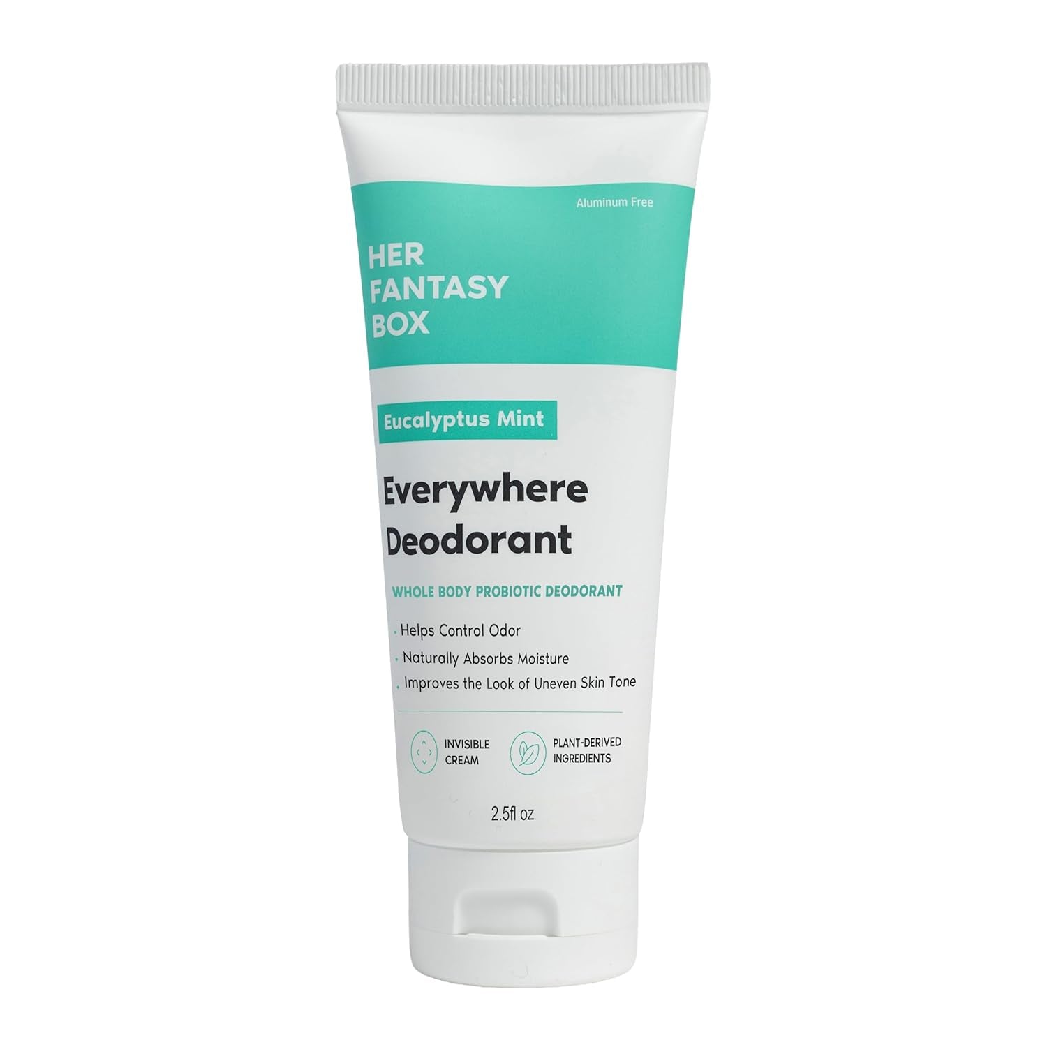 Her Fantasy Box | Everywhere Deodorant | with Probiotics - Mint Scent | Aluminum-Free, Naturally Absorbs Moisture | Fights Odor & Bacteria | Skin-Improving Formula