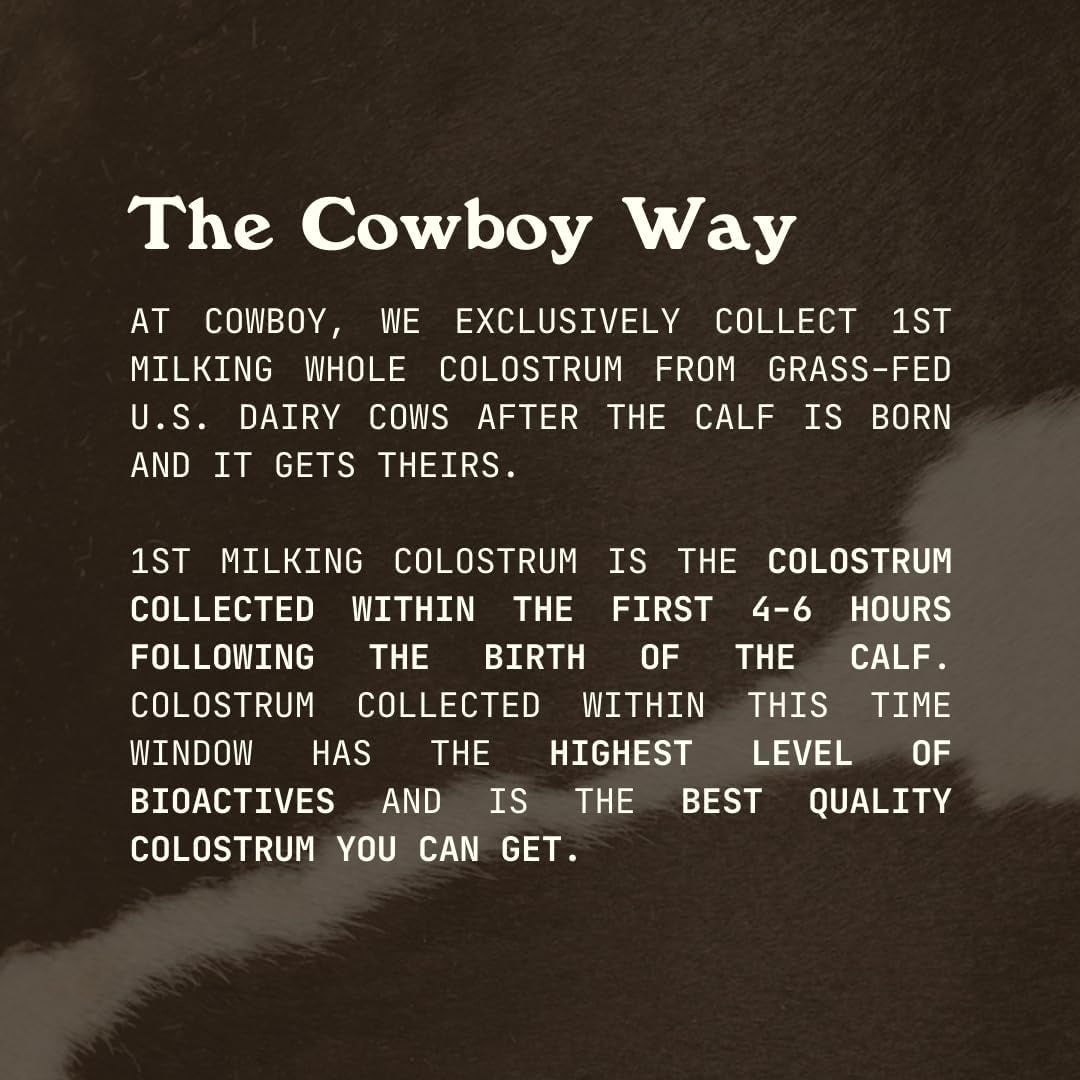 COWBOY COLOSTRUM Bovine Colostrum Powder for Women & Men – 136g | First Day Milking, Immune & Gut Support (Vanilla Flavor, 40 Servings)
